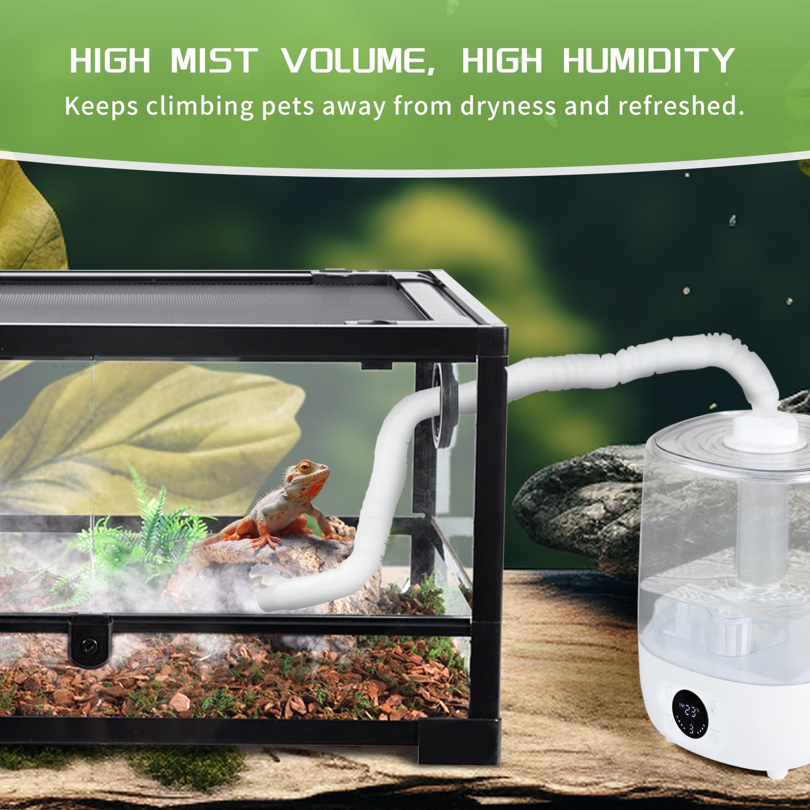 CPROSP Umidificatore per Rettili 4L, con Telecomando, Con Tubo, Silenzioso, Umidificatore Smart Touch