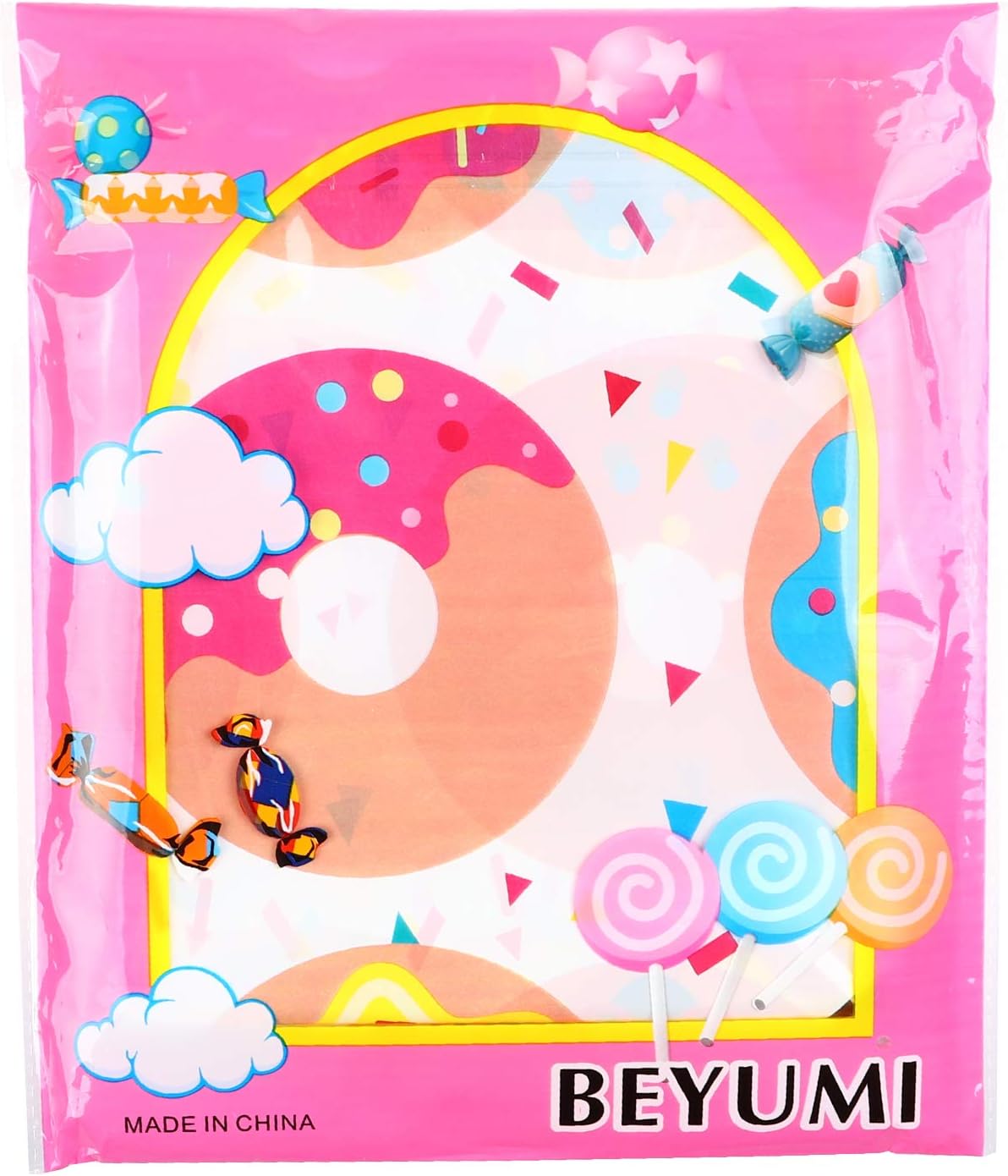 BeYumi 4Pack Donut Party Tablecloth, Rectangular Table Cover for Dining Room Kitchen Decor, Disposable Plastic Picnic TableCover for Kids Birthday, Donut Theme Party Decoration Supplies, 42.5’’ x 71’’