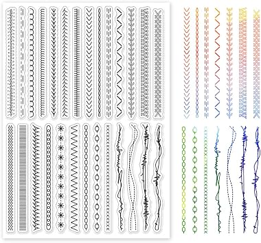 GLOBLELAND Sewing Thread Border Clear Stamps for Cards Making Lace Border Clear Stamp Seals 5.83x8.27inch Transparent Stamps for DIY Scrapbooking Photo Album Journal Home Decoration