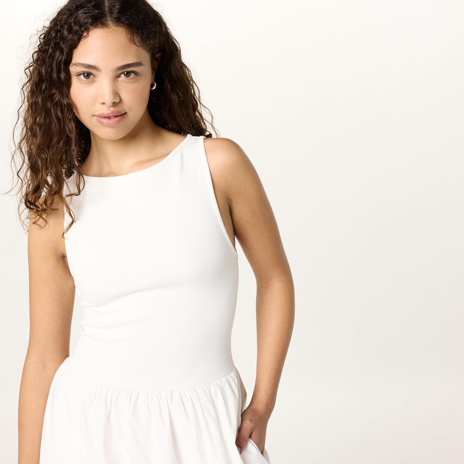 The Drop Womens Dia Mixed Fabric Midi Tank Dress - Image 3