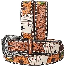 American Darling Beautifully Hand Tooled Brown Genuine American Leather Belt Men and Women Western Belt with Removable Buckle