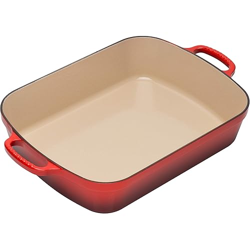 Le Creuset Enameled Cast Iron Signature Rectangular Roaster, 5.25 qt. (11.7" x 16.8") , Cerise