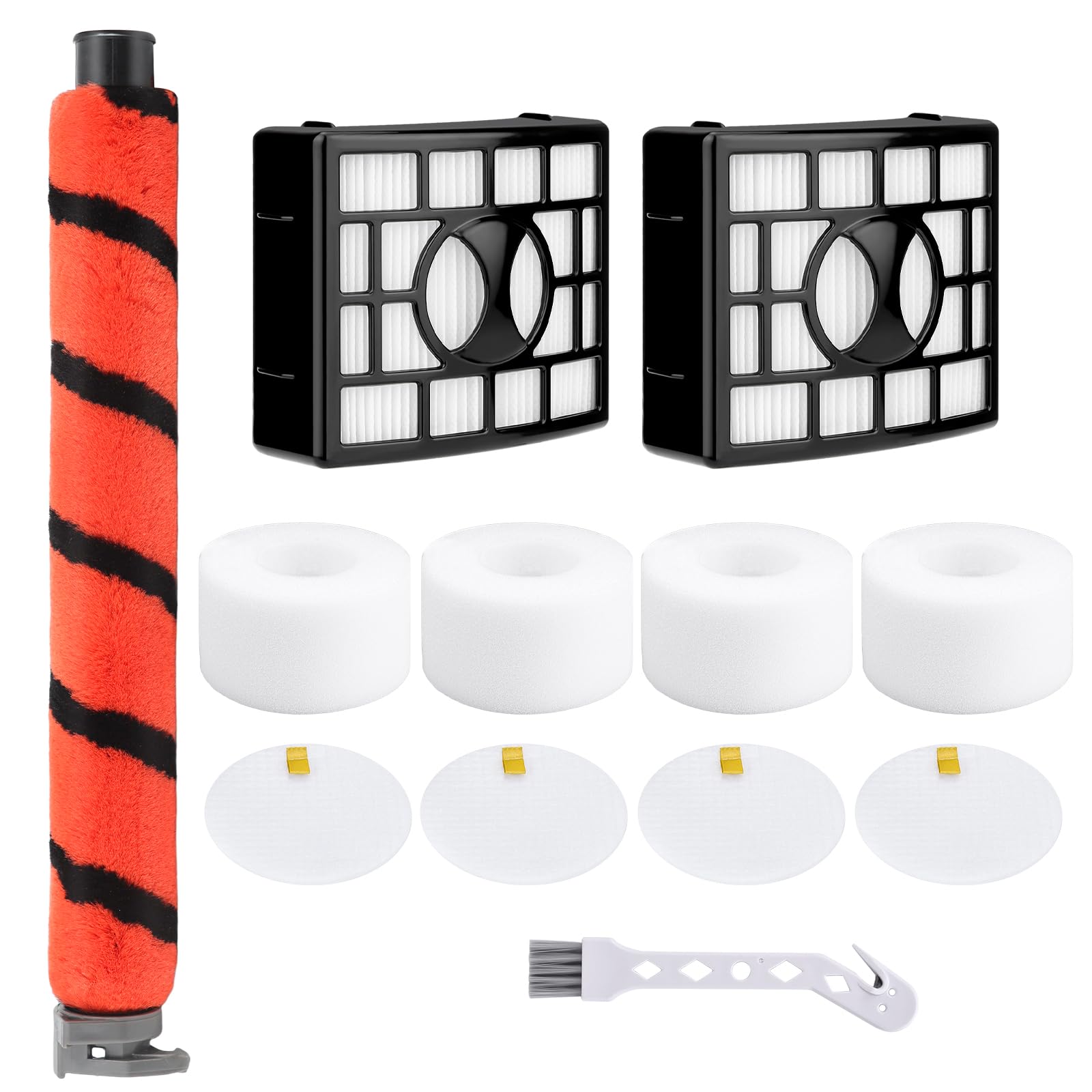 Leadaybetter Main Roller Brush & Filter Replacement Kit for Shark Hoover NZ801UK, NZ801UKT, NZ801UKTSB ZS600 500UK Vacuum Models, with 1 Main Roller & 2 HEPA Filters and 4 Sets of Foam Filters