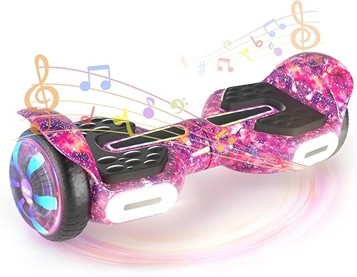 SIMATE 6.5" Scooter, Bluetooth Music Speaker and LED Light, Top 8.5mph & 8.5 Miles Range Power by Dual 250W Motor, Gifts for Kids Adults Boys, for