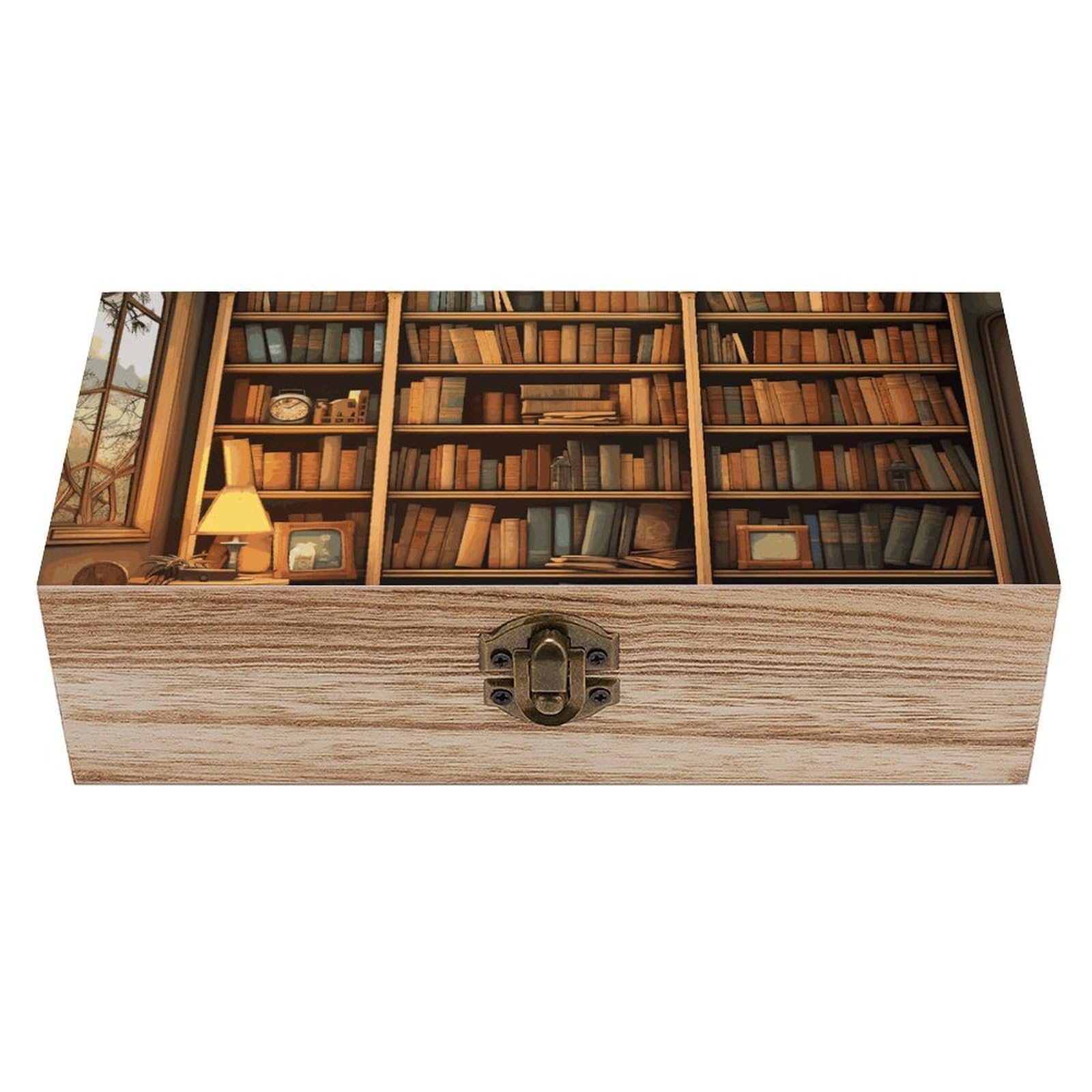 FodPand Decorative Keepsake Box Wooden Storage Boxes with Hinged Lid Handmade Retro Bookshelf Wood Organizer Memory Treasure Box for Jewelry Craft Card Photo Storage Wedding Bridal Shower Gifts