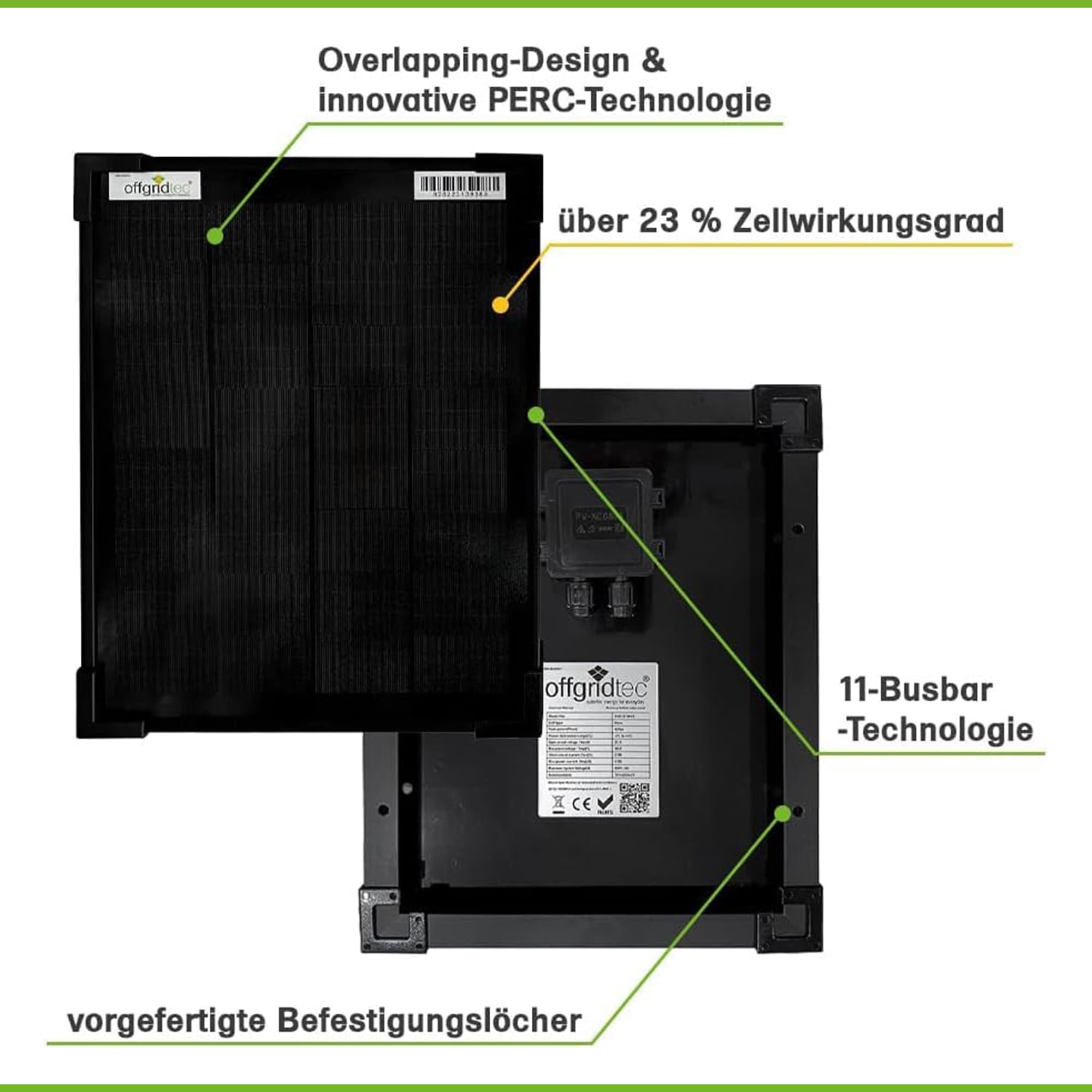 Offgridtec OLP 10W Solarpanel 12V Schindeltechnologie PERC V2