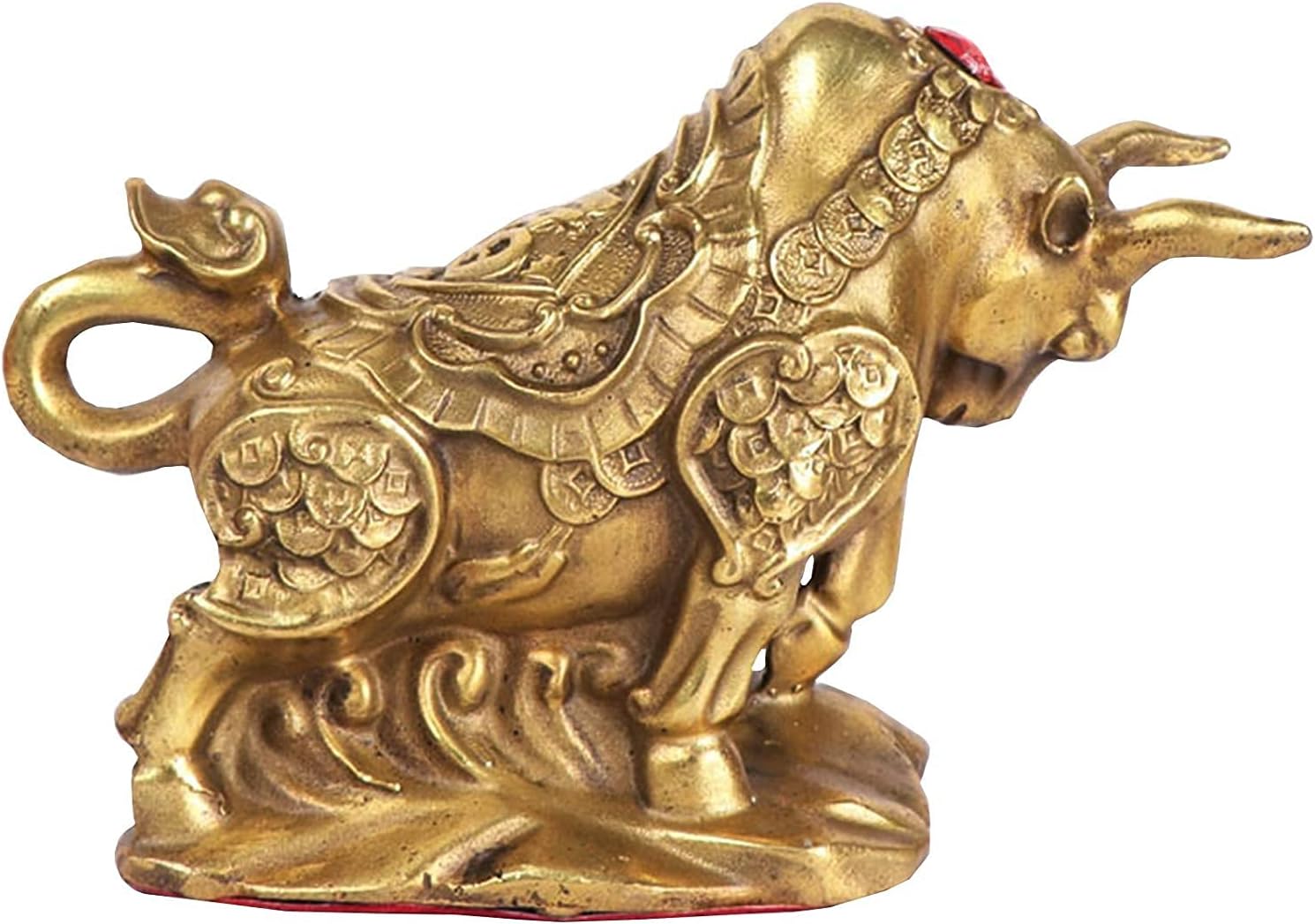 Generic Desktop Sculpture Bull Statue Ornaments Brass Feng Shui Animal