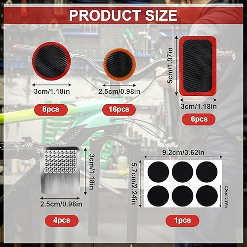 Miniatura 2 de BOXOB Kit de reparación de neumáticos de bicicleta, 30 parches de neumáticos de bicicleta, kit de reparación de pinchazos con 6 parches de pinchazos