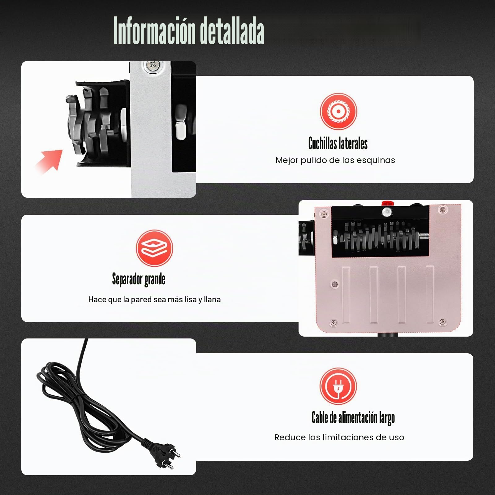 Cepilladora eléctrica de pared 1680 W - Fresa de renovación - Lijadora de hormigón - Cepilladora de pared - 3000 rpm - 1-4 mm