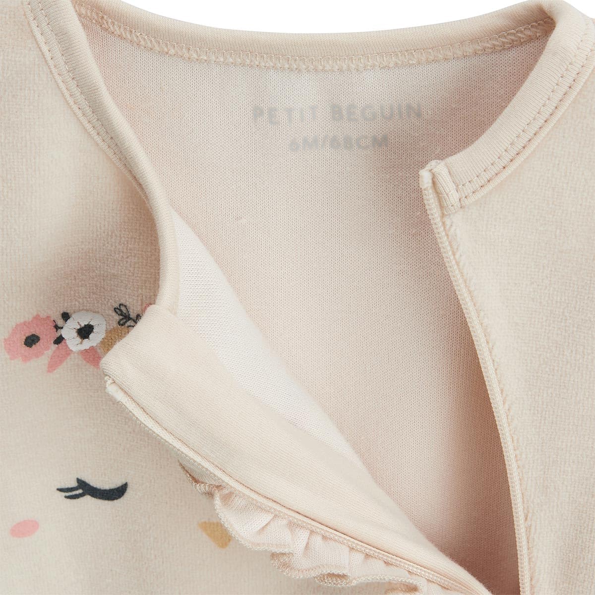 Petit Béguin - Lot de 2 pyjamas bébé en velours ouverture zippée Perle