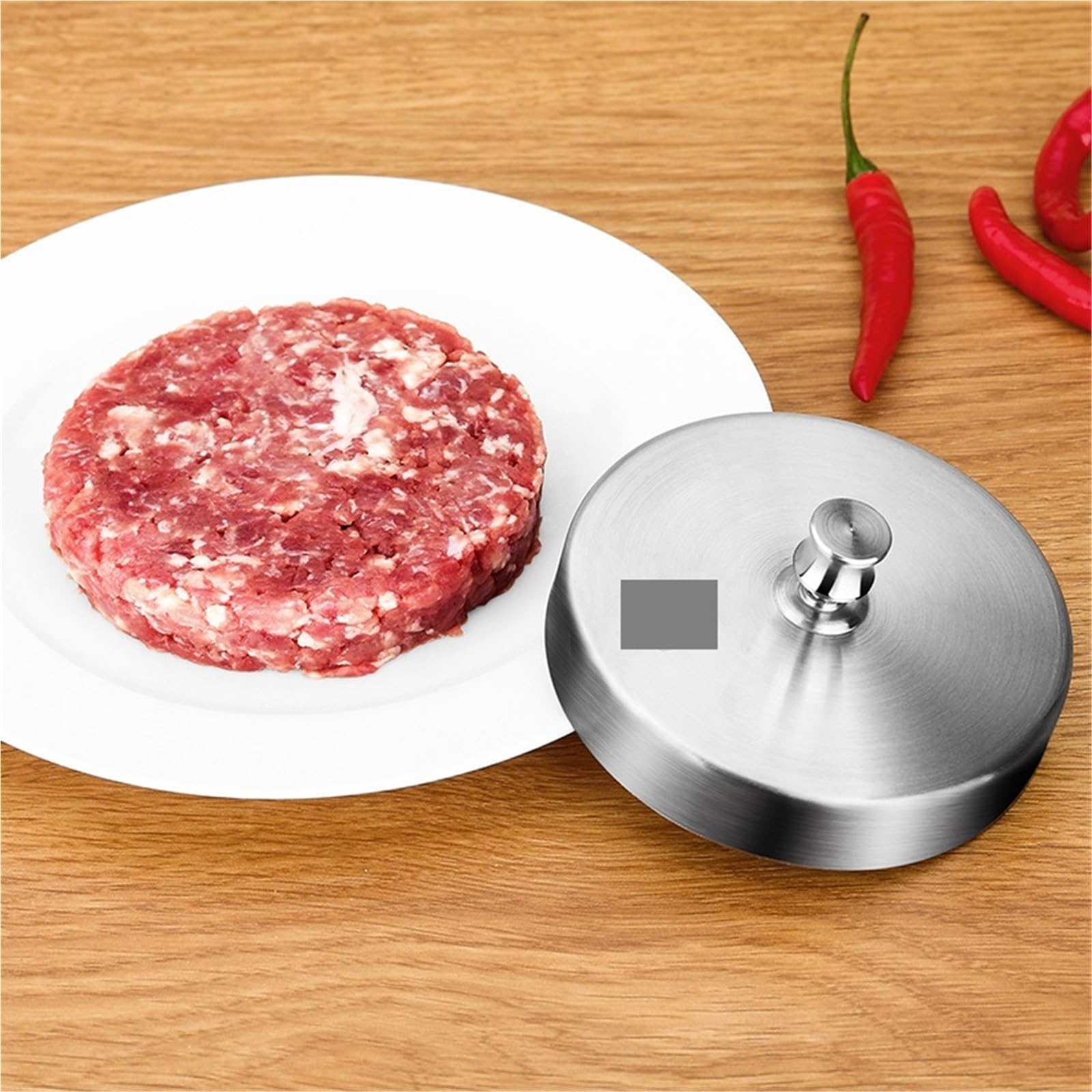 aplastador de Hamburguesas Prensa for Hamburguesas, Molde de Acero Inoxidable 304 Antiadherente con 100 Papeles Silicona Grosor Ajustable, Utensilios Cocina for Carne Res(15CM-paper100pcs)