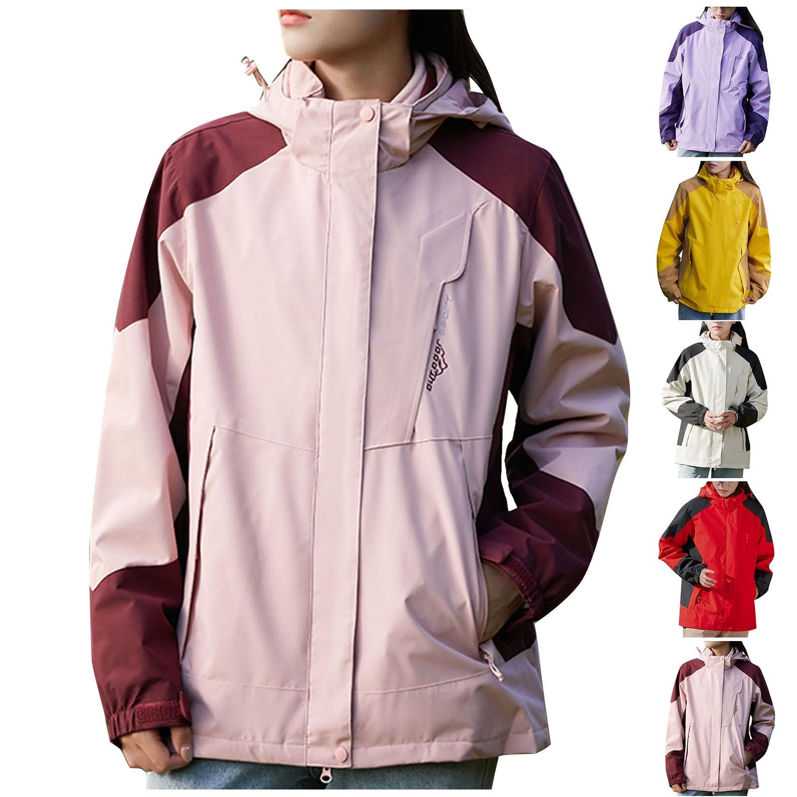 2025 Damen Outdoor 3-in-1 Skijacke mit Fleecejacke Wasserdichte Regenjacke Winddicht Warm Winterjacke Doppeljacke Funktionsjacke mit Abnehmbare Kapuze