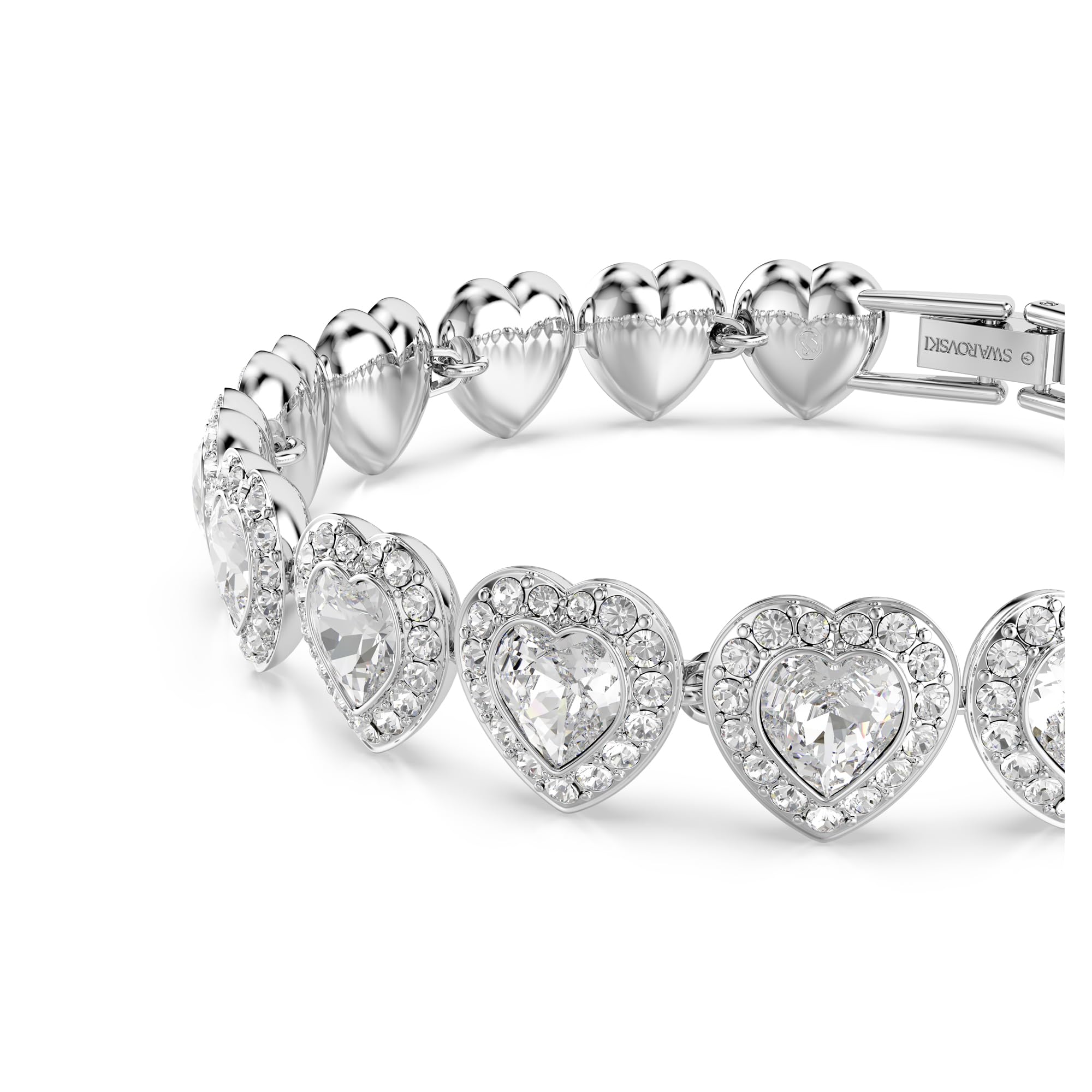 Swarovski Kolekcja Ariana Grande, przezroczysty kryształ i perły, wykończenie rodowe, część kolekcji biżuterii Ariana Grande, naszyjniki, kolczyki i bransoletki, Medium, Kryształy, metal wykończony