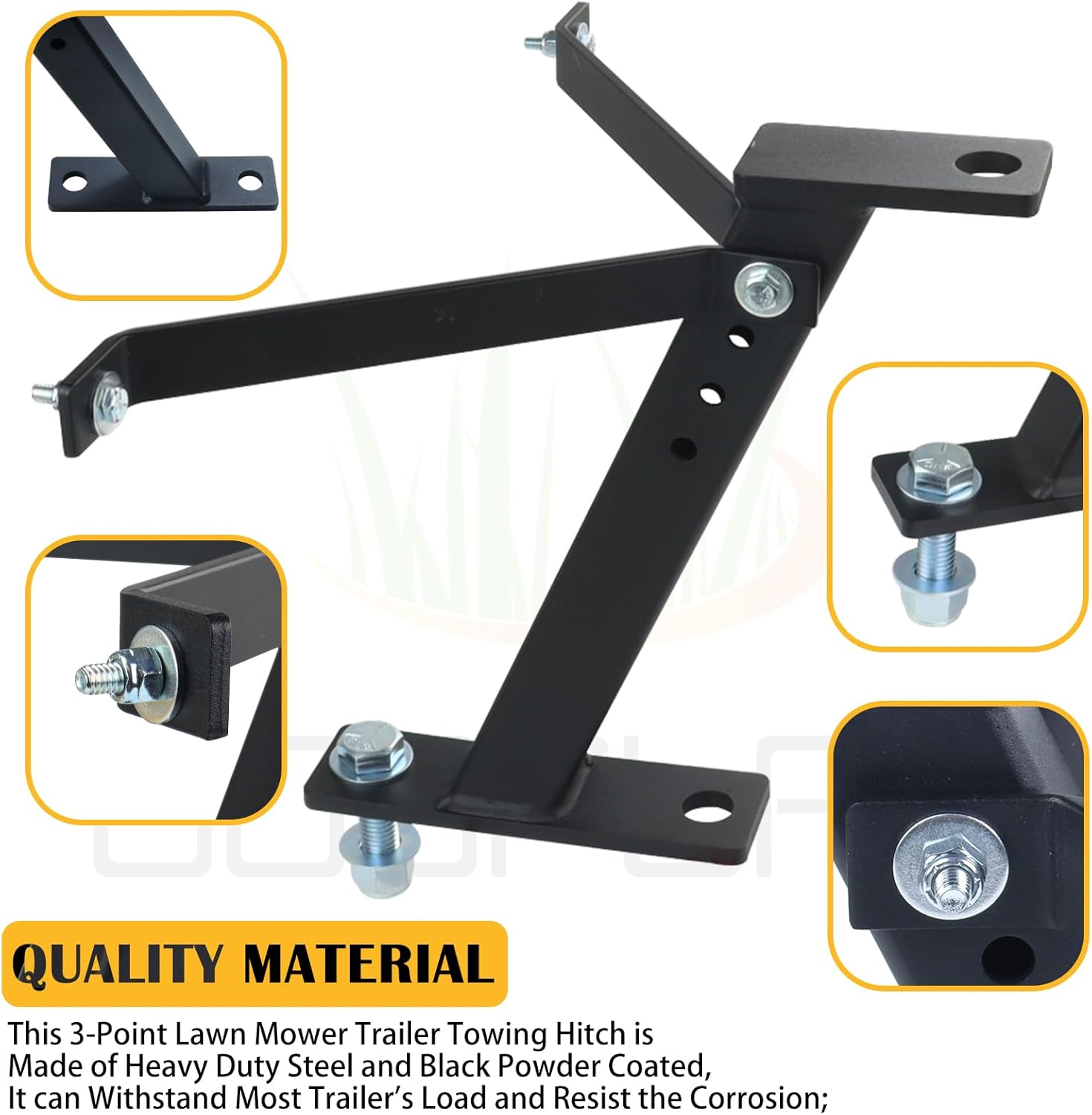 Tractor Lawn Mower Trailer Towing Hitch with Chrome Trailer Hitch Ball, 2,000 lbs, 1-7/8-Inch Diameter, 3/4 x 2-Inch Shank for Cub Cadet Husqvarna Craftsman and All Conventional Mowers