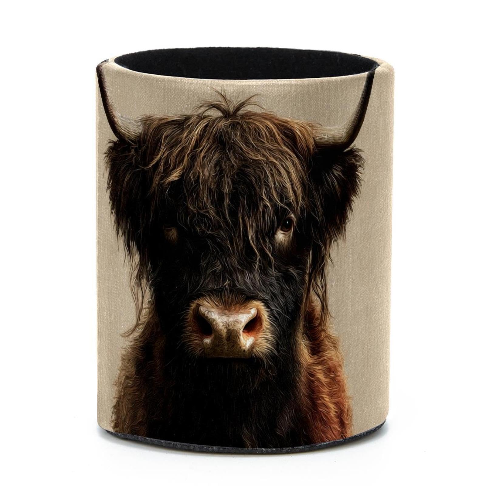 VAPOKF Round Pencil Holders for Desk, Highland Cow Pen Holders Pen Pot Makeup Brushes Storage Desktop Stationery Supplies Organiser for Home Office