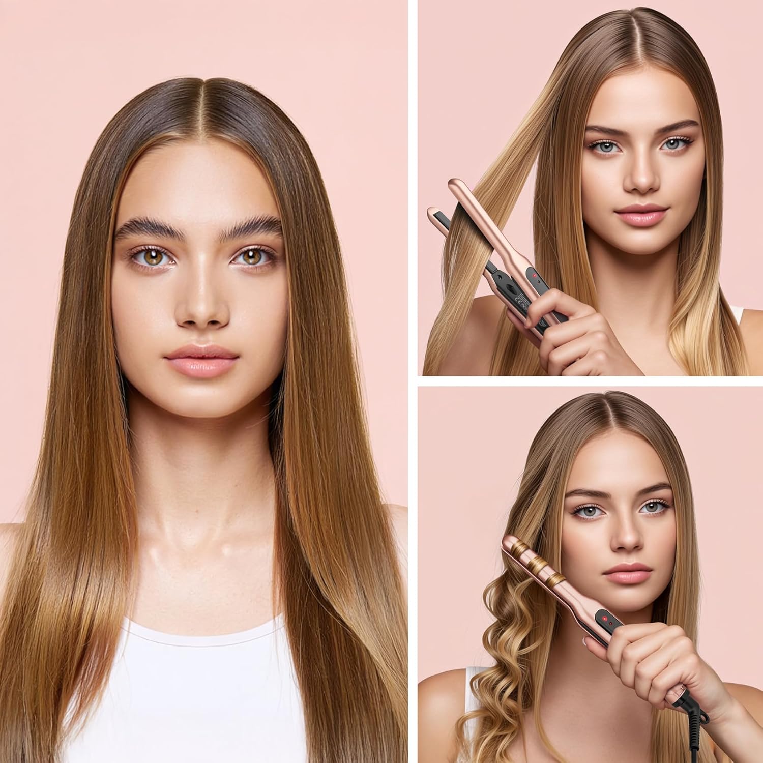 JAETON Small Flat Iron 3/10" Mini Hair Straightener for Short Hair Curling Iron for Edges,Mini Straightener for Travel,Fast Heat Up,Dual Voltage,Ceramic Tourmaline - Image 5