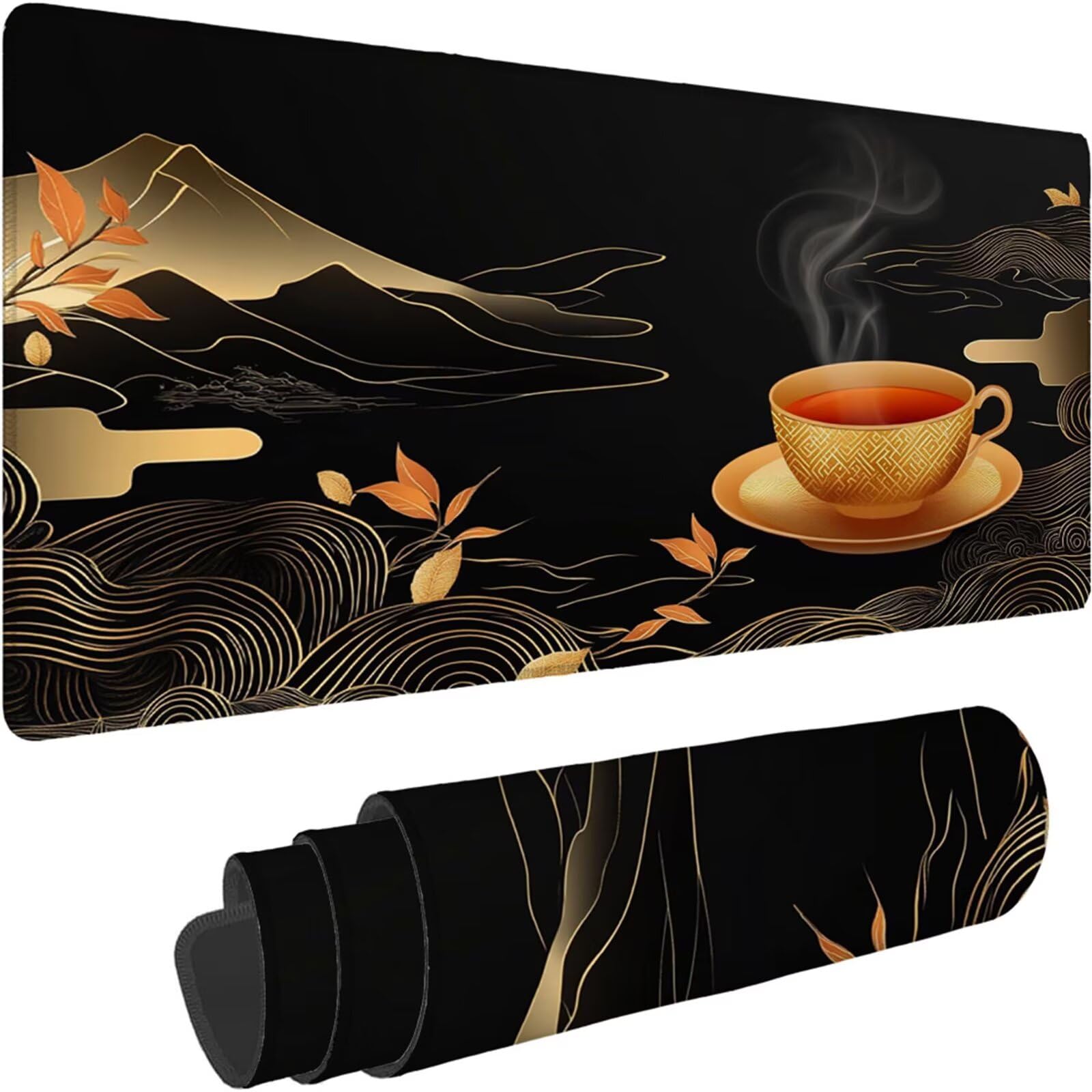 Gamingowa podkładka pod mysz 1200 x 600 x 3 mm, XXL, wodoszczelna, odporna na ścieranie, z przyszytymi krawędziami, czarna, podkładka na biurko, poprawia prędkość i precyzję pod laptopa, komputer