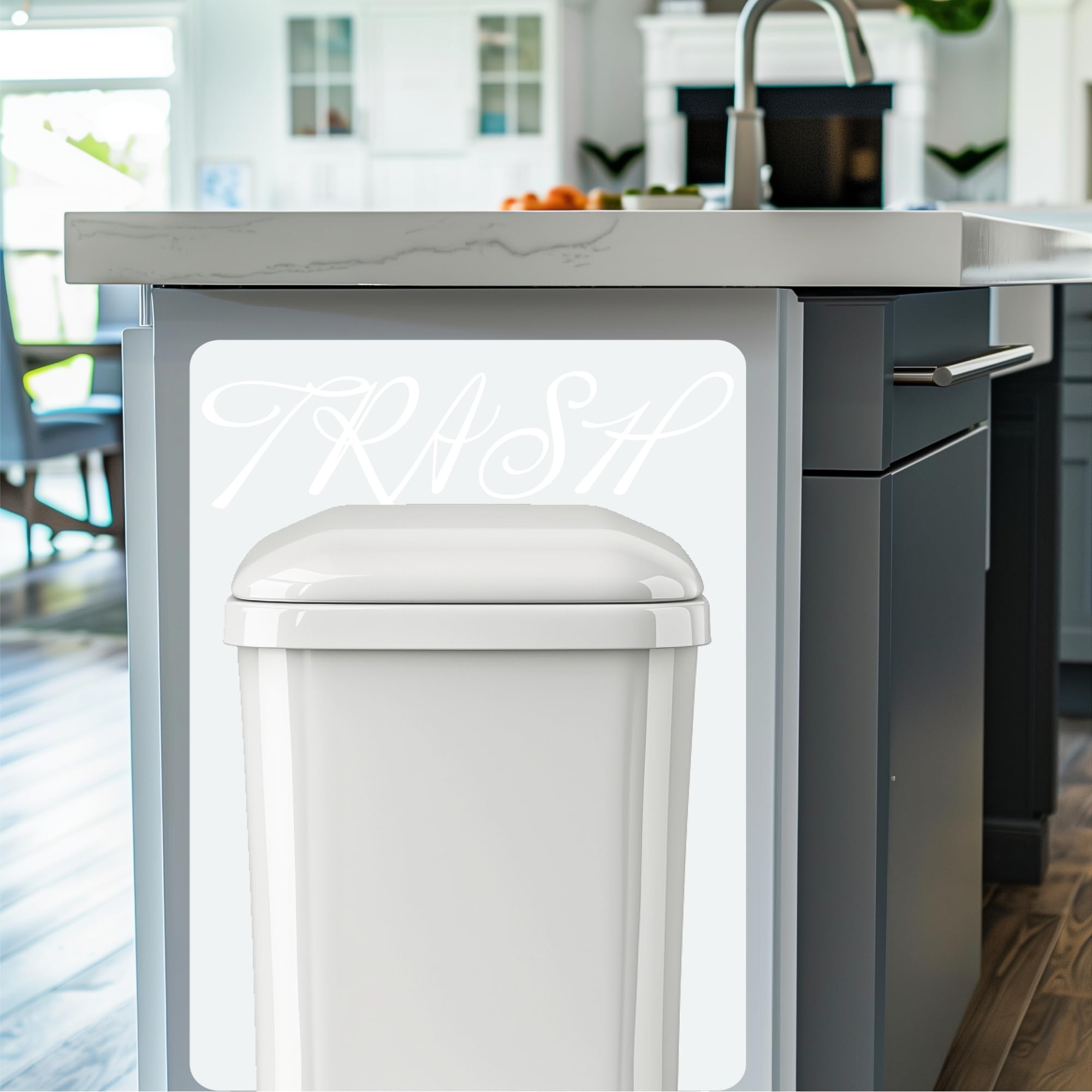 Trash Can Removable Vinyl Decal Sticker Splash/Anti Scuff Guard Wall Protector for Kitchen - 30" Tall x 22" Wide