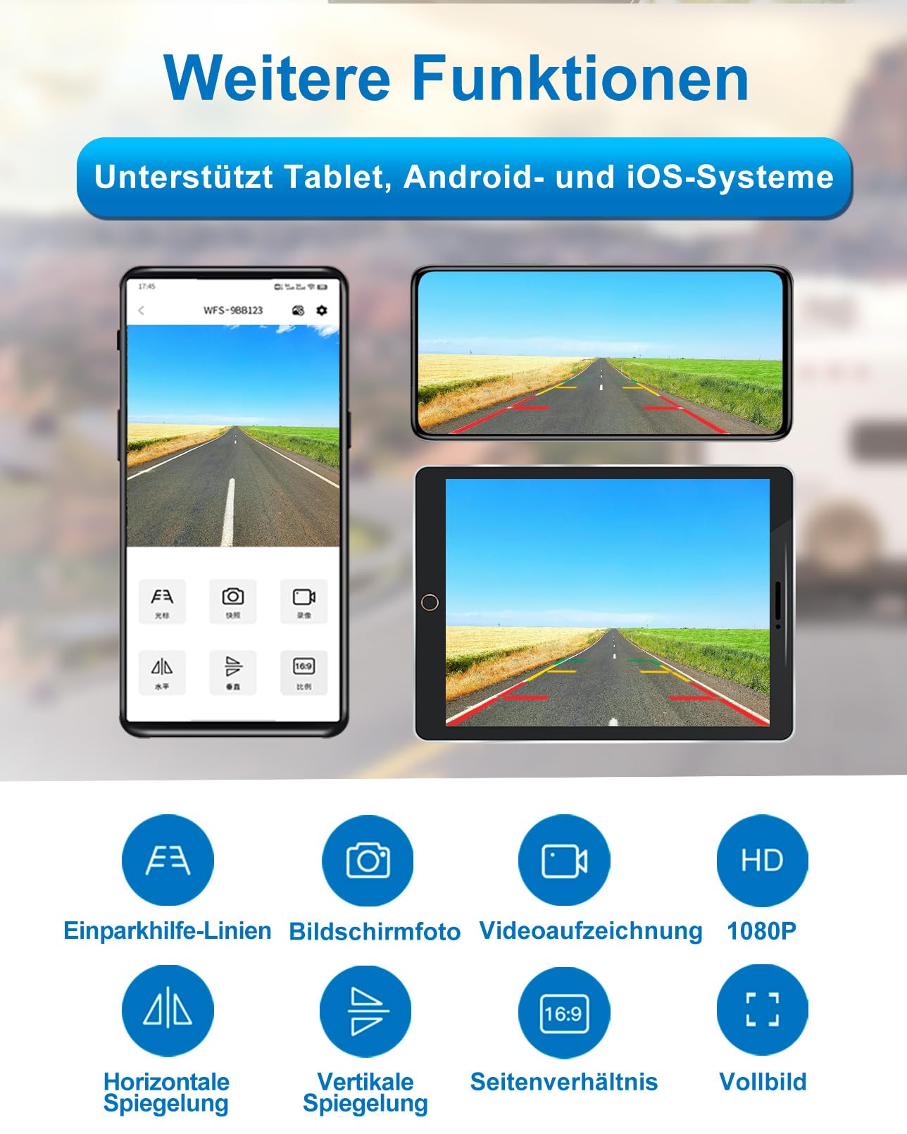 1080P Magnetische kabellose Rückfahrkamera WiFi mit langlebigem Akku 90 Tage Standby Nachtsicht IP69K für LKWs Anhänger