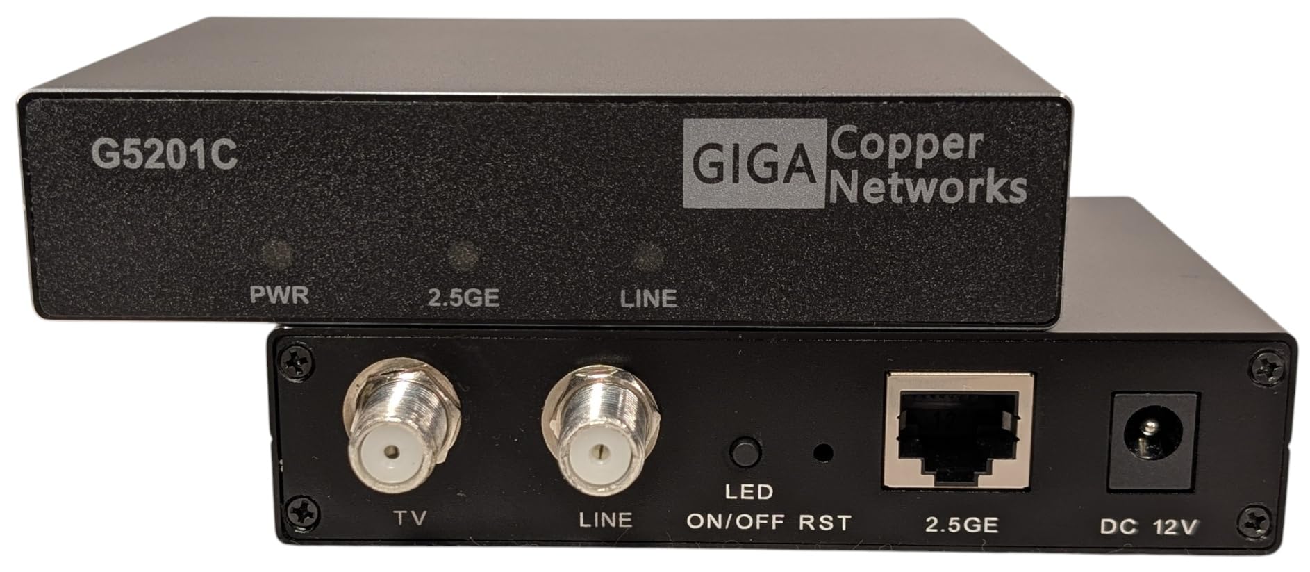 GIGA Copper - G.hn Wave2 EoC Bridge Set mit 2,5GBit LAN - Gigabit Ethernet Over Coax, Netzwerk über Koaxialkabel, 1600 Mbit/s, Latenz <1ms, Set mit 2X G5201C InHome