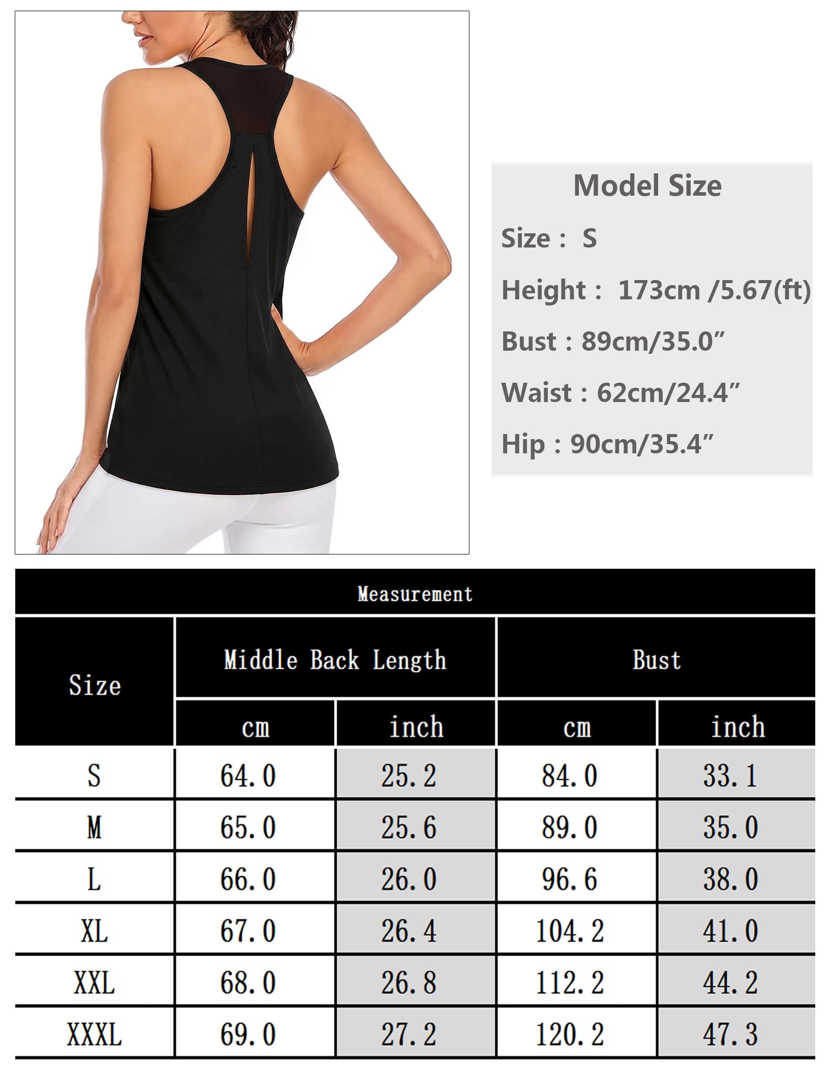 Camiseta Deportiva Mujer sin Mangas Camisetas Tirantes Espalda de Malla Ligero y Transpirable Fitness Top para Yoga Gimnasio Correr — view 7