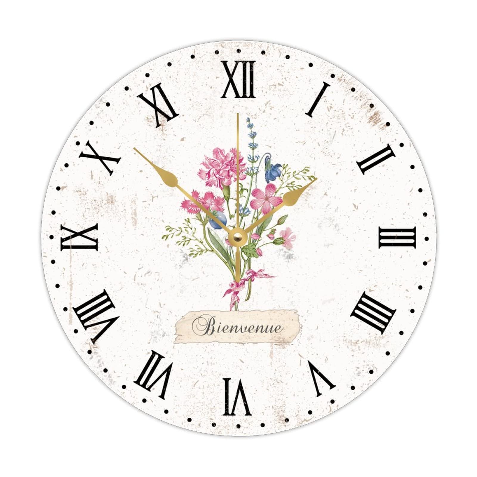 Horloge murale vintage silencieuse en bois de 38 cm pour lire l'heure sans aucun bruit