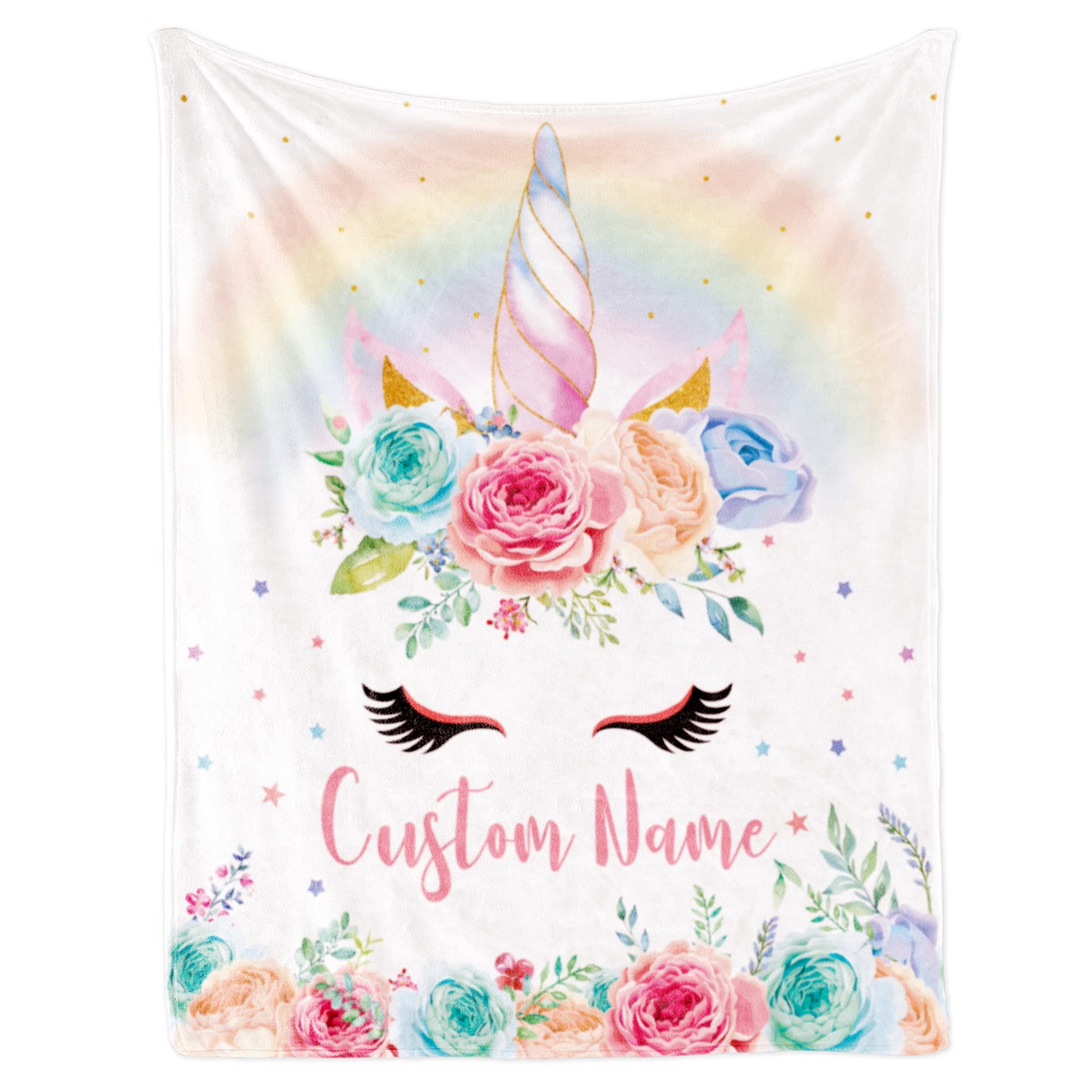 Personalized Name Blanket with Horse for Girl Custom Name Blanket for Kids