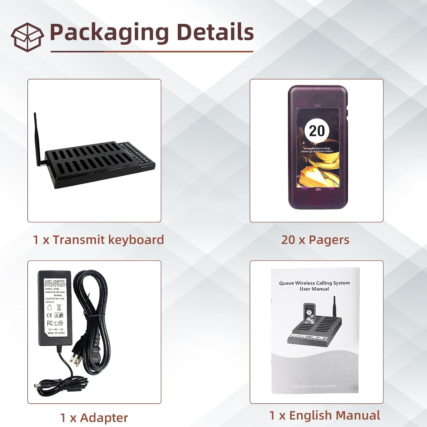 Retekess T111 Restaurant Pager System, Buzzers for Restaurant, 500M Long Range, Replaceable Sticker, 20 Food Buzzers for Food Truck, Church, Brewery