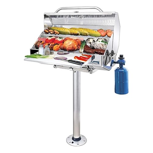 Magma Products, Double Locking Stowable Pedestal Mount, T10-185, Silver, One