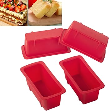 Mini Silicone Pan Set of 4 Non-Stick Rectangular Silicone Pans Food Grade Mini Pan Pans for Baking, Perfect for Bread, Cake, Brownie, Meatloaf, Perfect for Home Baking and Cooking