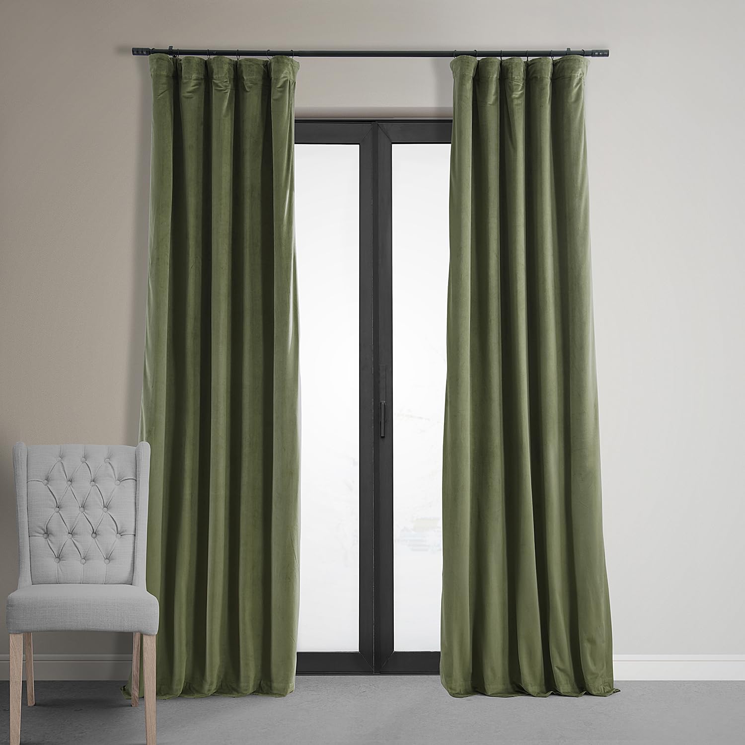 HPD Half Price Drapes Signature Velvet Thermal Blackout Curtains for Living Room 108 Inch Long (1 Panel) Rod Pocket Insulated Blackout Curtains for Bedroom Window Curtains, 50W x 108L, Hunter Green