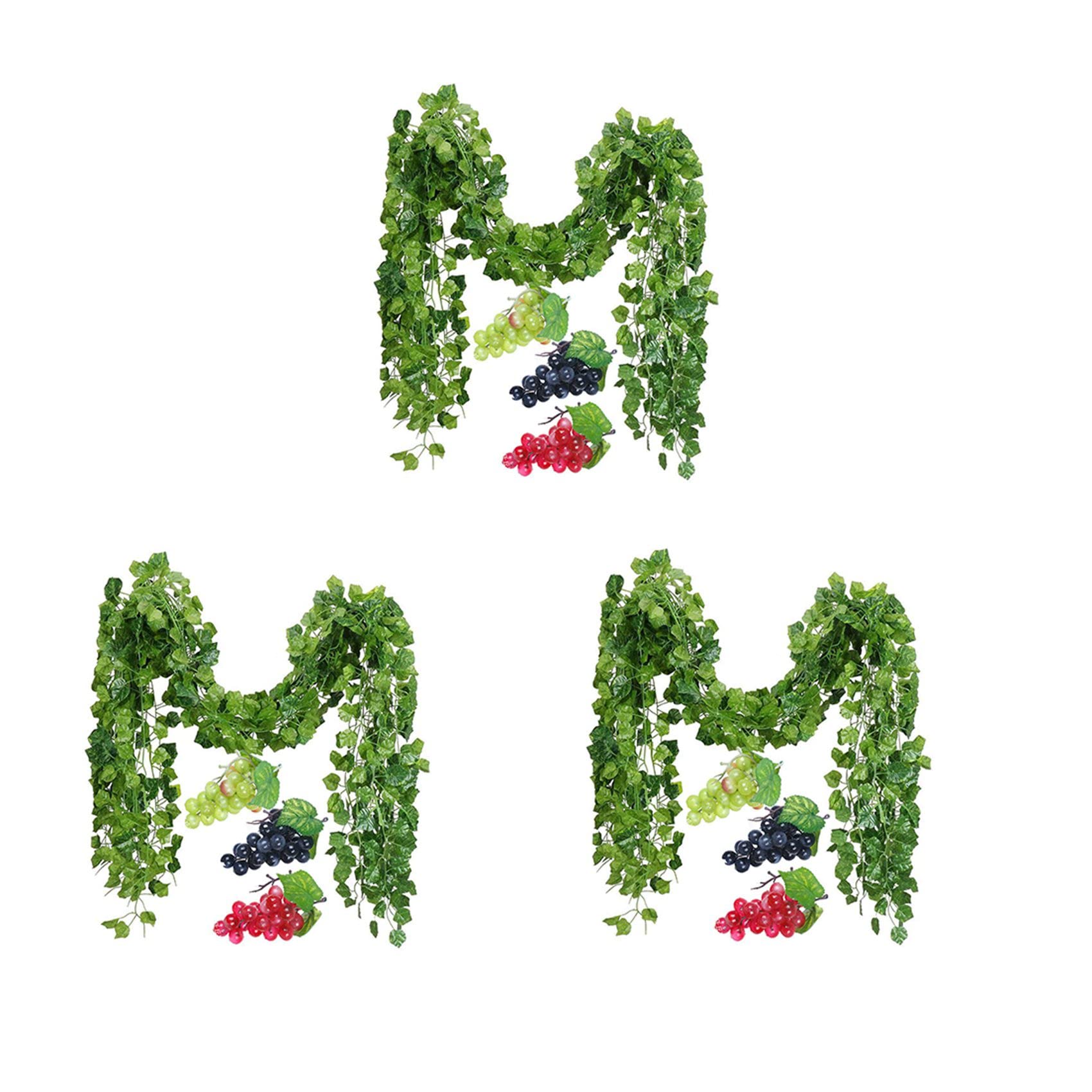 Hndhbfgrt 36 Strands Artificial Fake Grape Vines Ivy Leaves with 9 Strings Grapes for Wedding Party Home Wall Decoration