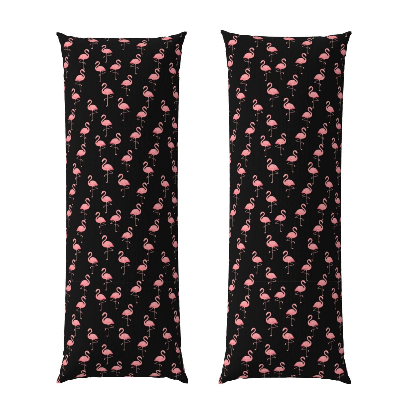 Body Pillow Cover 20x54 Inch, Flamingo Black, Plush Velvet Long Pillowcase with Zipper, Softffy Rectangular Case for Couch Bed Hotel Decor