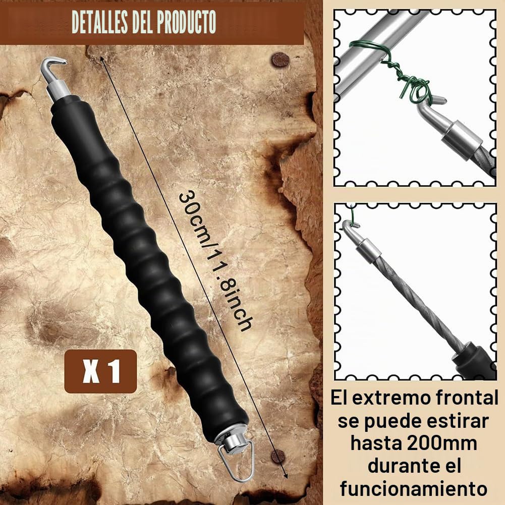Gancho Retráctil Semi Rebar Wire Twister Rebar Hook Tie Wire Twister Tornado de Alambre de Refuerzo Herramienta para Atar Refuerzos Gancho para Atar Barras de Refuerzo Mango de Goma Ergonómico