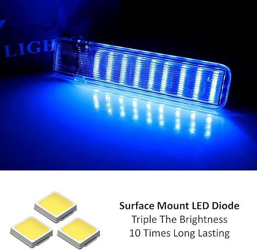 Miniatura 2 de iJDMTOY Lentes transparentes de 36 luces LED azules para puerta lateral de cortesía, compatibles con camiones GM SUV, Escalade Avalanche Silverado
