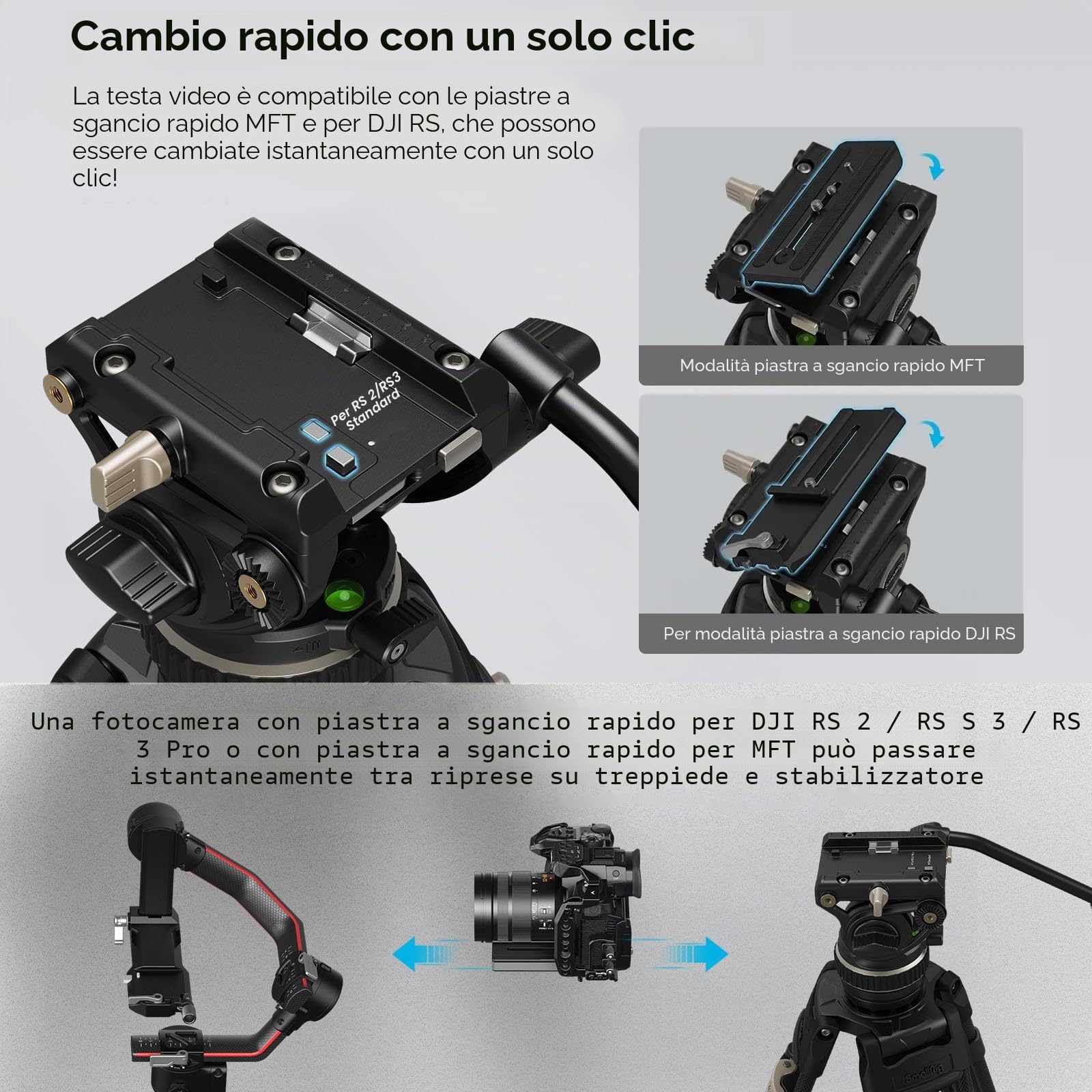 SMALLRIG FreeBlazer Treppiede in Fibra di Carbonio, Heavy-Duty Treppiede Video da per DJI RS 2/RS3/RS 3 Pro e per Manfrotto, 197 cm/78", Piastra a Sgancio Rapido, Carico Fino a 10 kg/22 Lbs - 3989