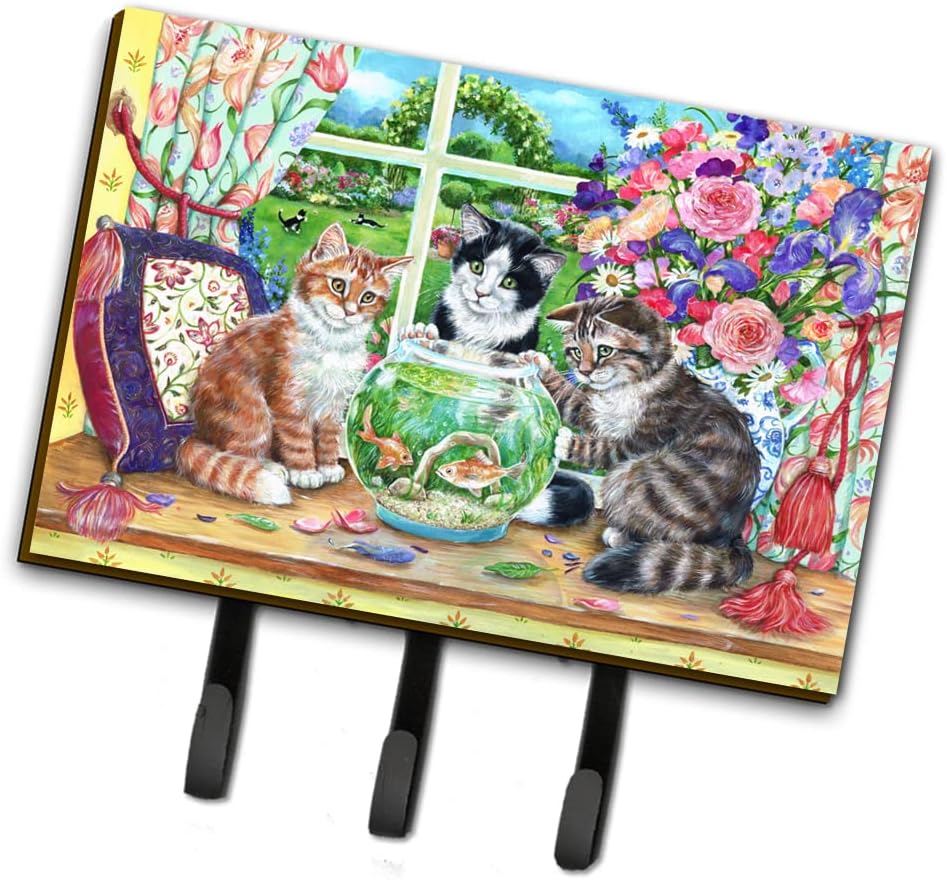 Caroline's Treasures CDCO0325TH68 Cats Just Looking in The Fish Bowl Leash or Key Holder, Large, Multicolor