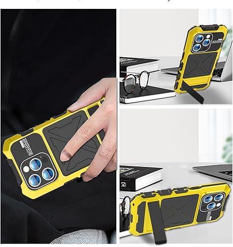 Miniatura 6 de Funda de metal de grado militar compatible con iPhone 15, con protector de pantalla, cuerpo completo, a prueba de golpes, a prueba de polvo, carcasa