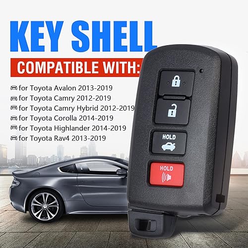 Miniatura 2 de Funda para llavero con mando a distancia para Avalon Camry Corolla Highlander Rav4 4 botones HYQ14FBA, solo una carcasa para llave