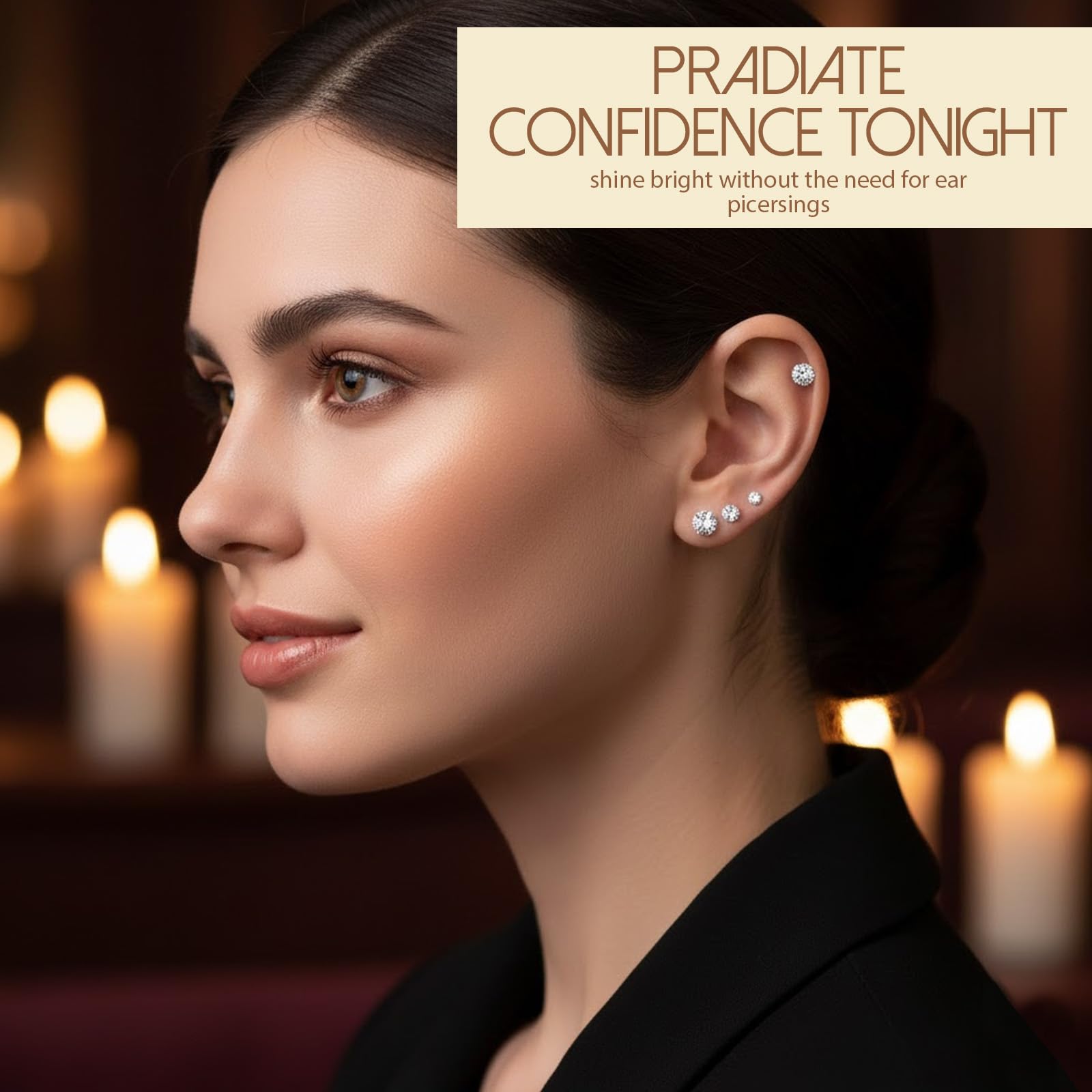 5 Paia Orecchini Magnetici Uomo e Donna, Orecchini Finti, Orecchini Diamante, Non-Piercing, Calamita Finti Orecchino Set, 4-8mm