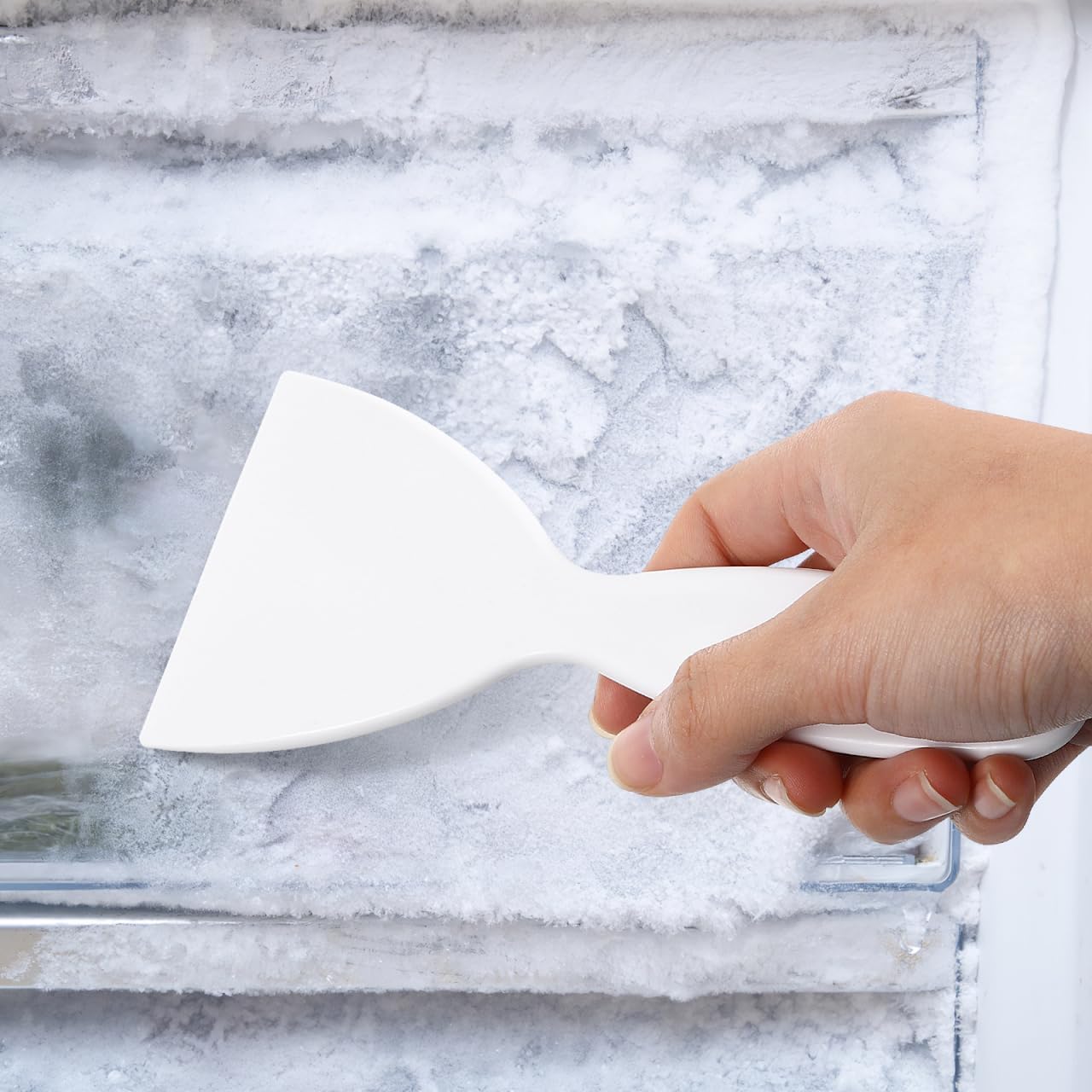Refrigerator Ice Shovel Set with Ergonomic Handle Durable Plastic Ice Scrapers for Freezer Frost Removal - Large and Medium Sizes