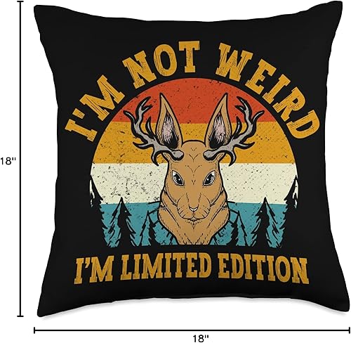 Miniatura 6 de Jackalope Gifts and Cryptozoology Apparel Retro Im Not Weird Limited Edition Jackalope Cryptozoologist - Almohada de 16 x 16 pulgadas, multicolor