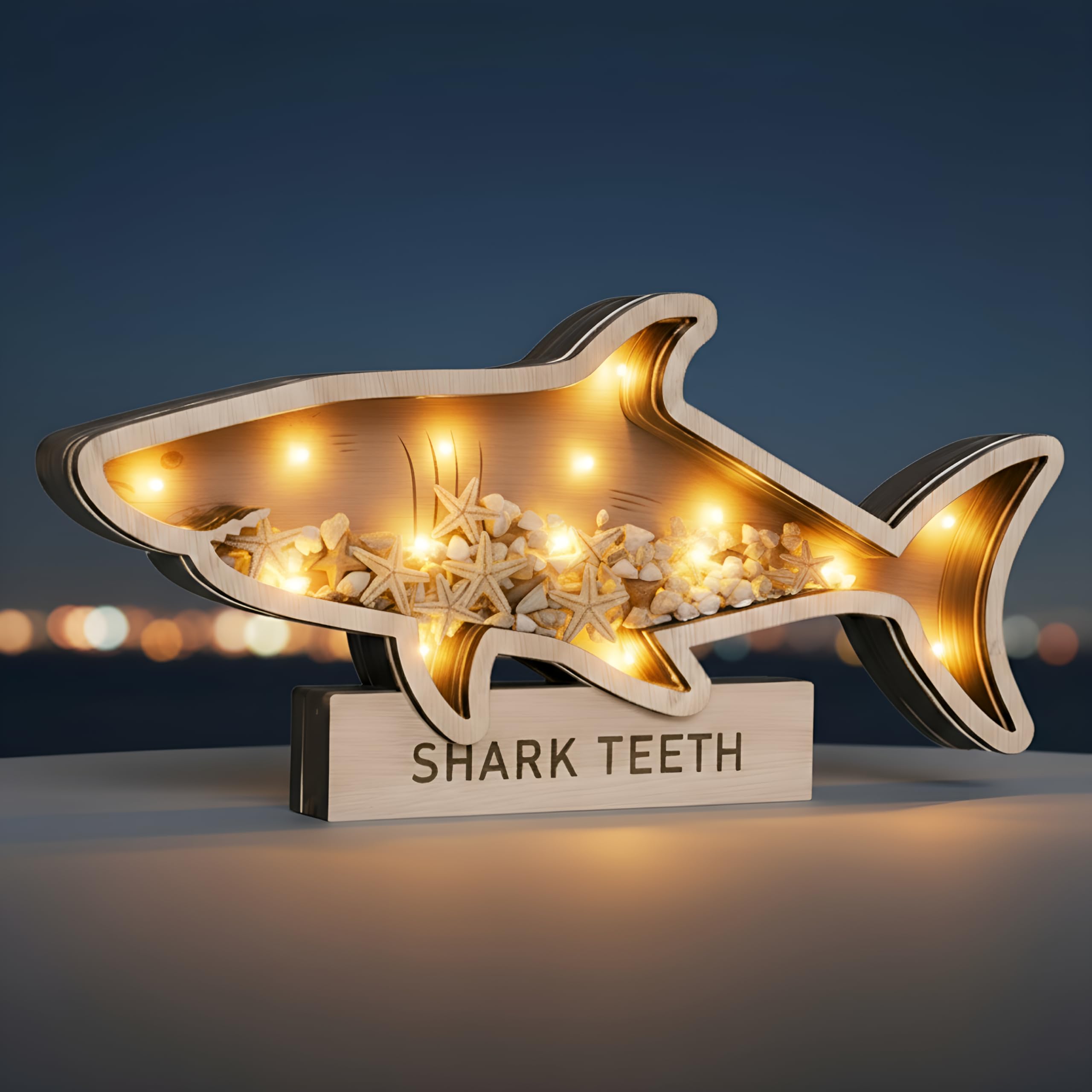 FoldTier Shark Tooth Display Case with LED Light, 9.8-in Shark Teeth Holder