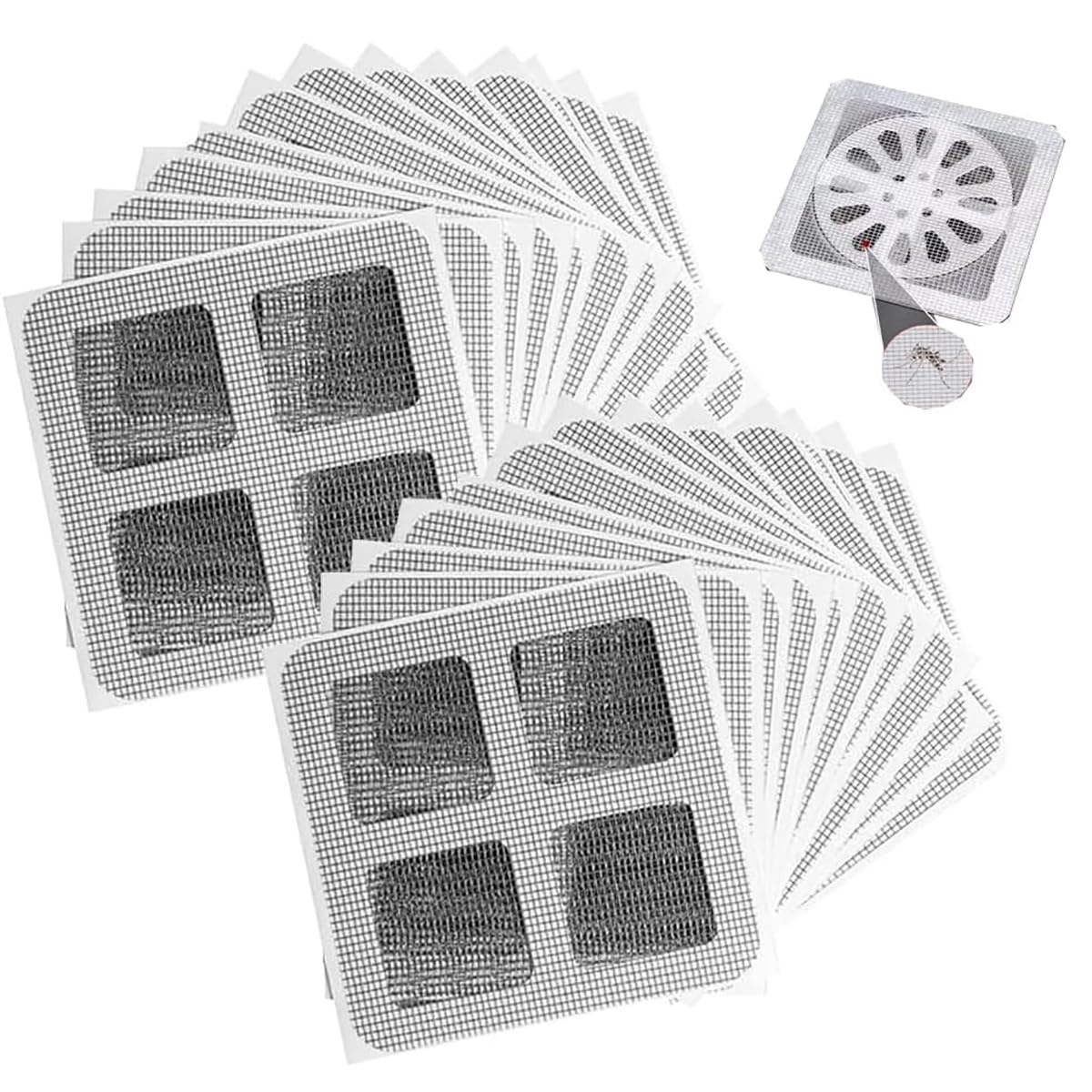 Floor Drain Sticker for shower drain cover, 100PCS Disposable Shower Drain Hair Catcher, Waterproof Adhesive Shower Hair Catchers Mesh Sticker for Kitchen,Bathroom,Bathtub,Laundry (100)