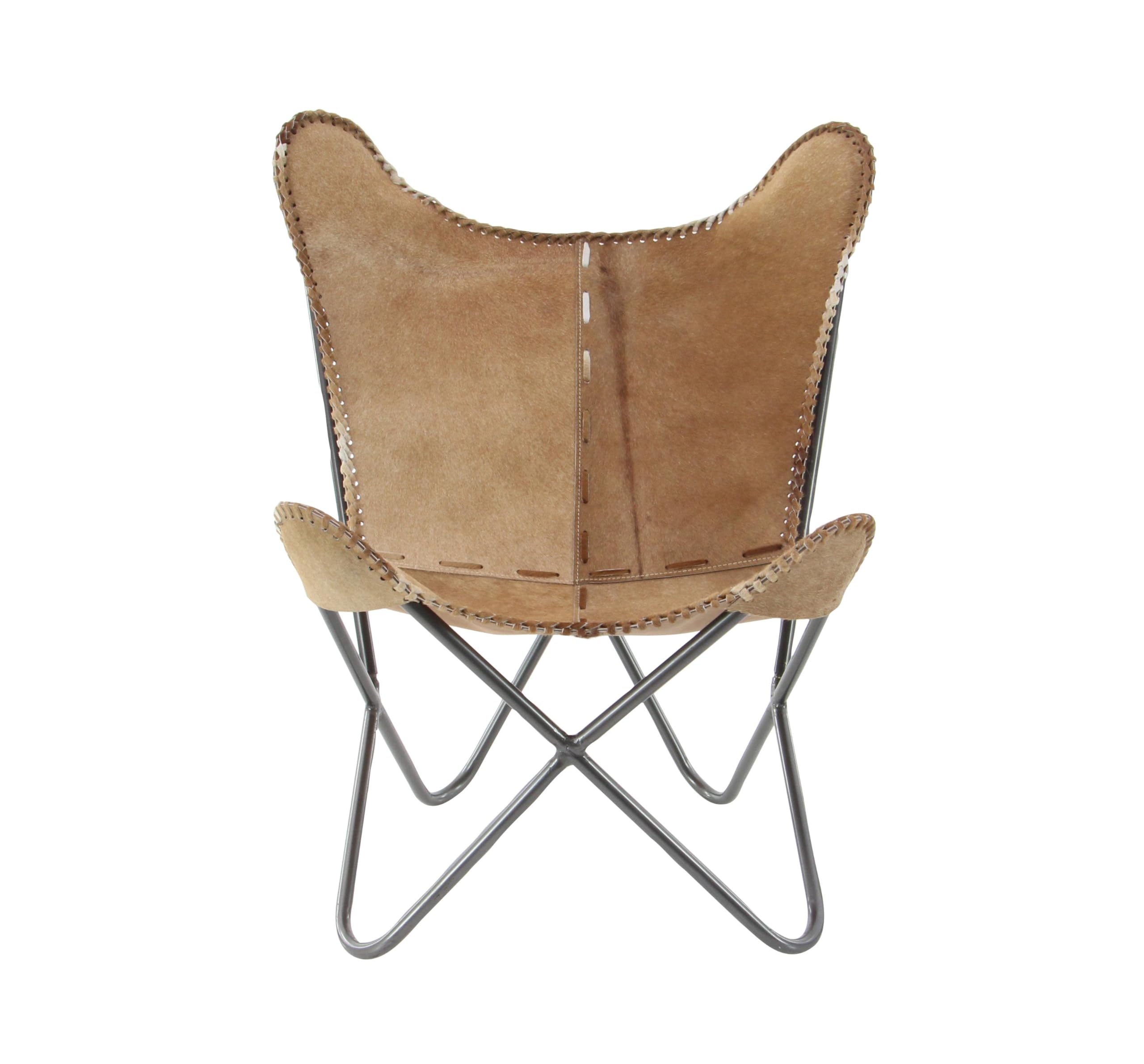 Amazon.co.jp: Deco 79 素朴なレザーラウンドバタフライチェア