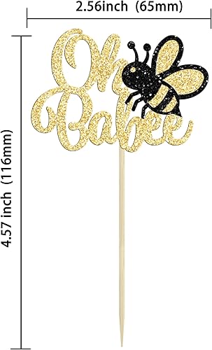 Miniatura 2 de Gyufise 24 piezas de decoración para cupcakes Oh Babee con purpurina de abejorros para cupcakes Oh Baby Cake Decoraciones para temática de abejas,