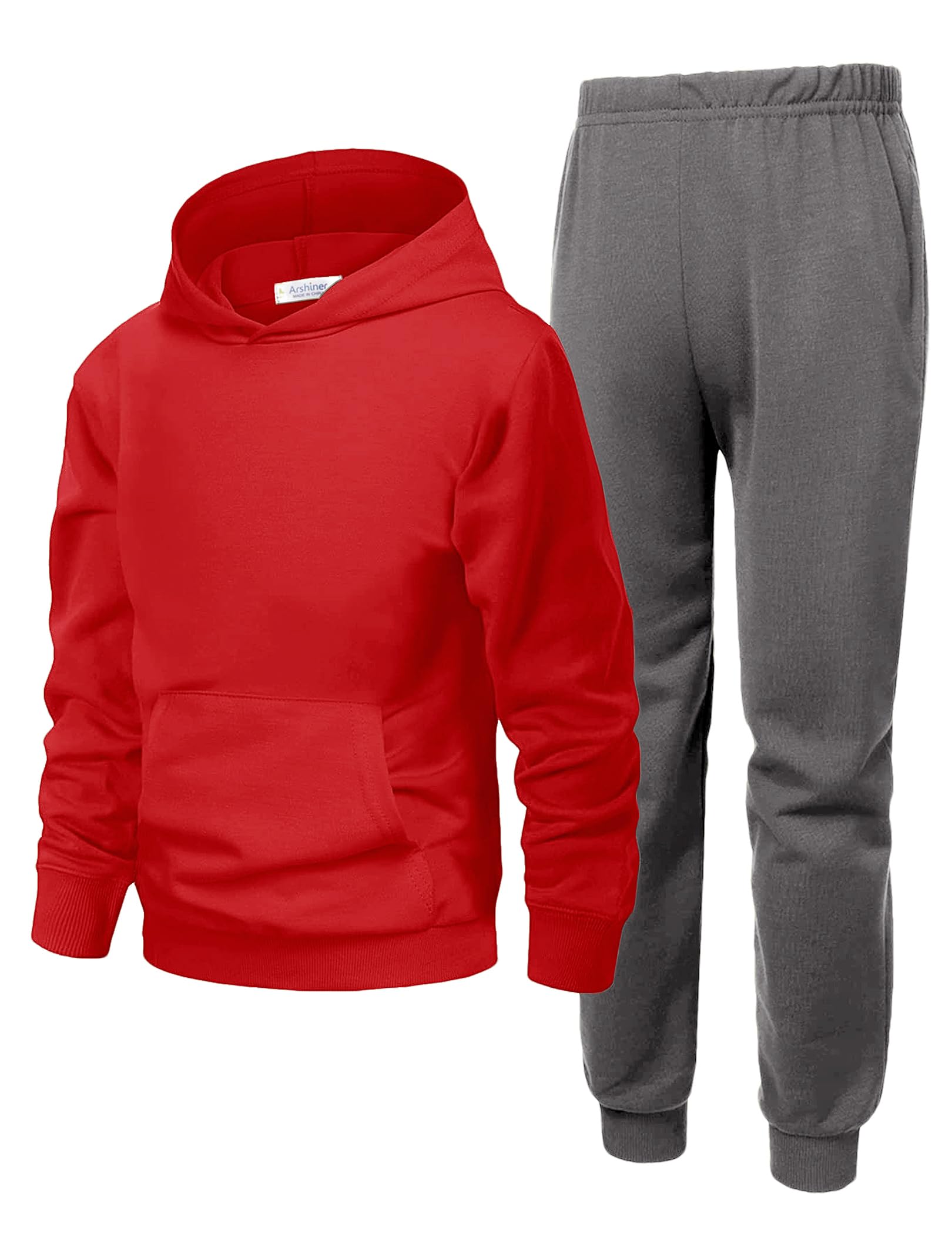 Arshiner Boys Athletic Sweatsuit Pullover Hoodie Sweatshirt and Joggers Set
