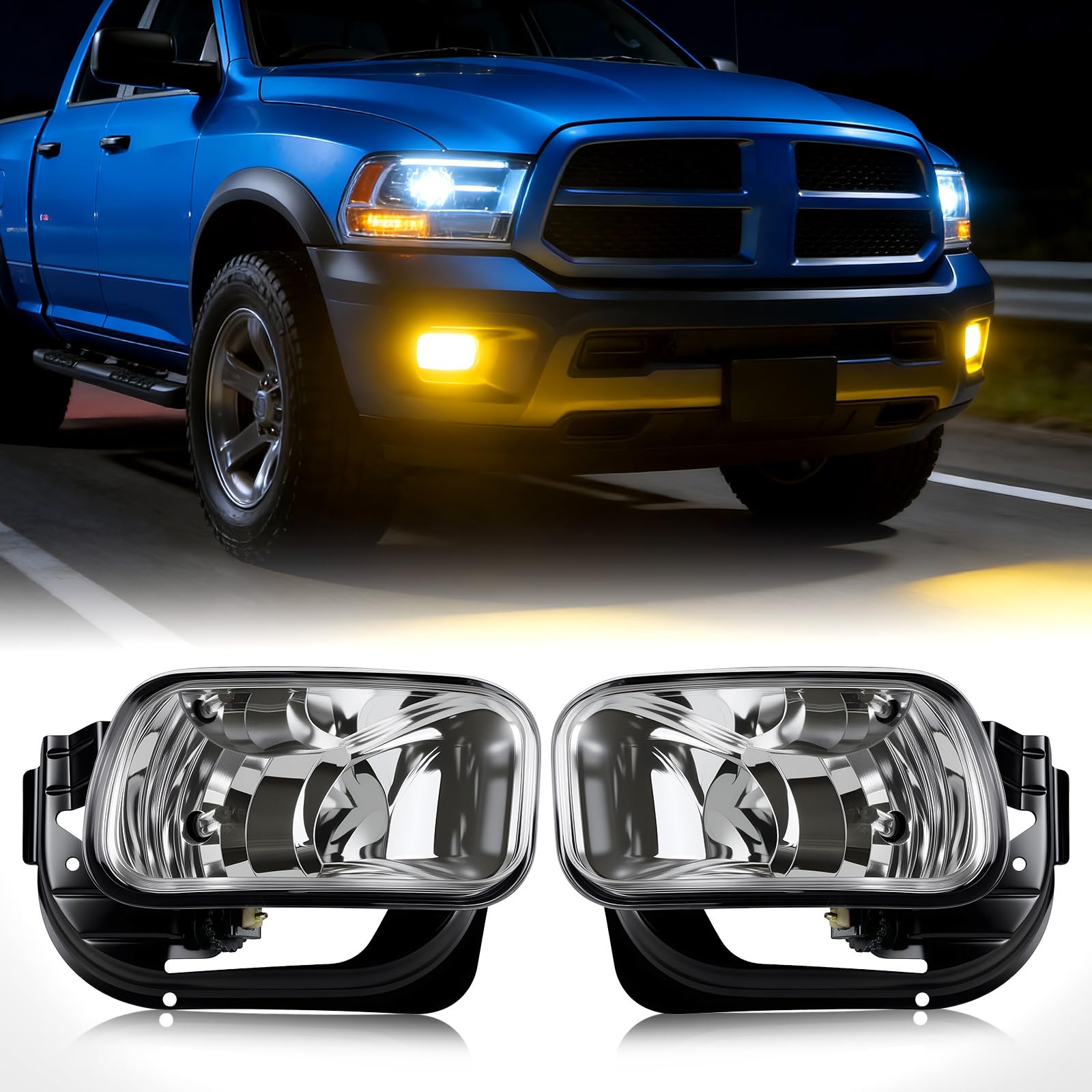 Fog Lights Compatible with 1999-2002 Chevy Silverado 1500 2500/2001 2002 Silverado 1500HD 2500HD 3500/2000-2006 Tahoe Suburban 1500 2500(Clear Lens) — view 15