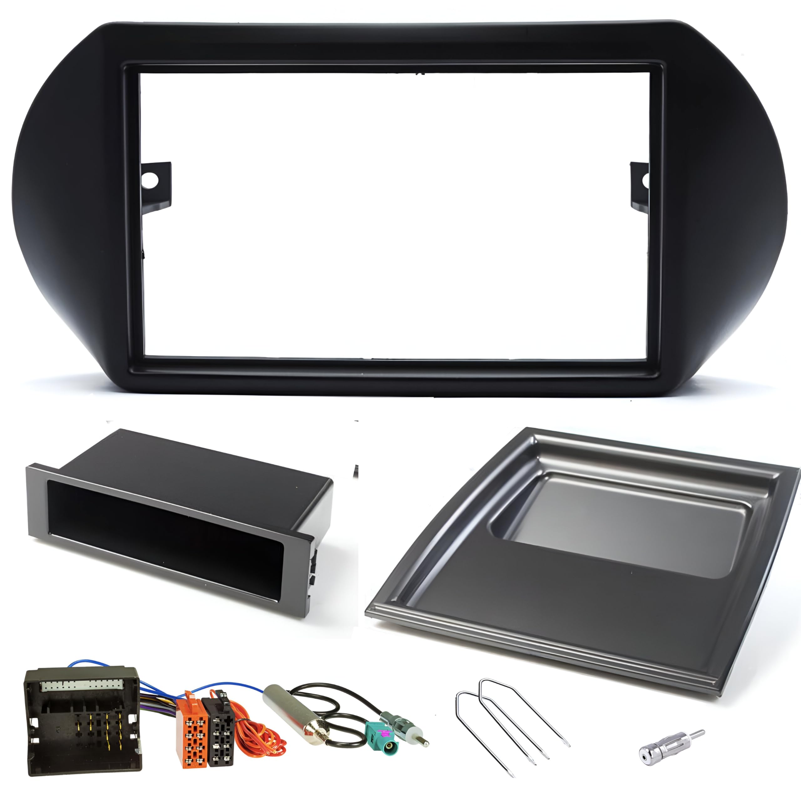 Kit montaggio autoradio 1DIN/2 DIN per Peugeot Bipper – Fiat Fiorino/Qubo – Citroen Nemo.