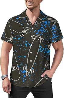 Skateboard Background Mens Shirts Hawaiian Short Sleeved Cuban Collar Graphic Tees Tops